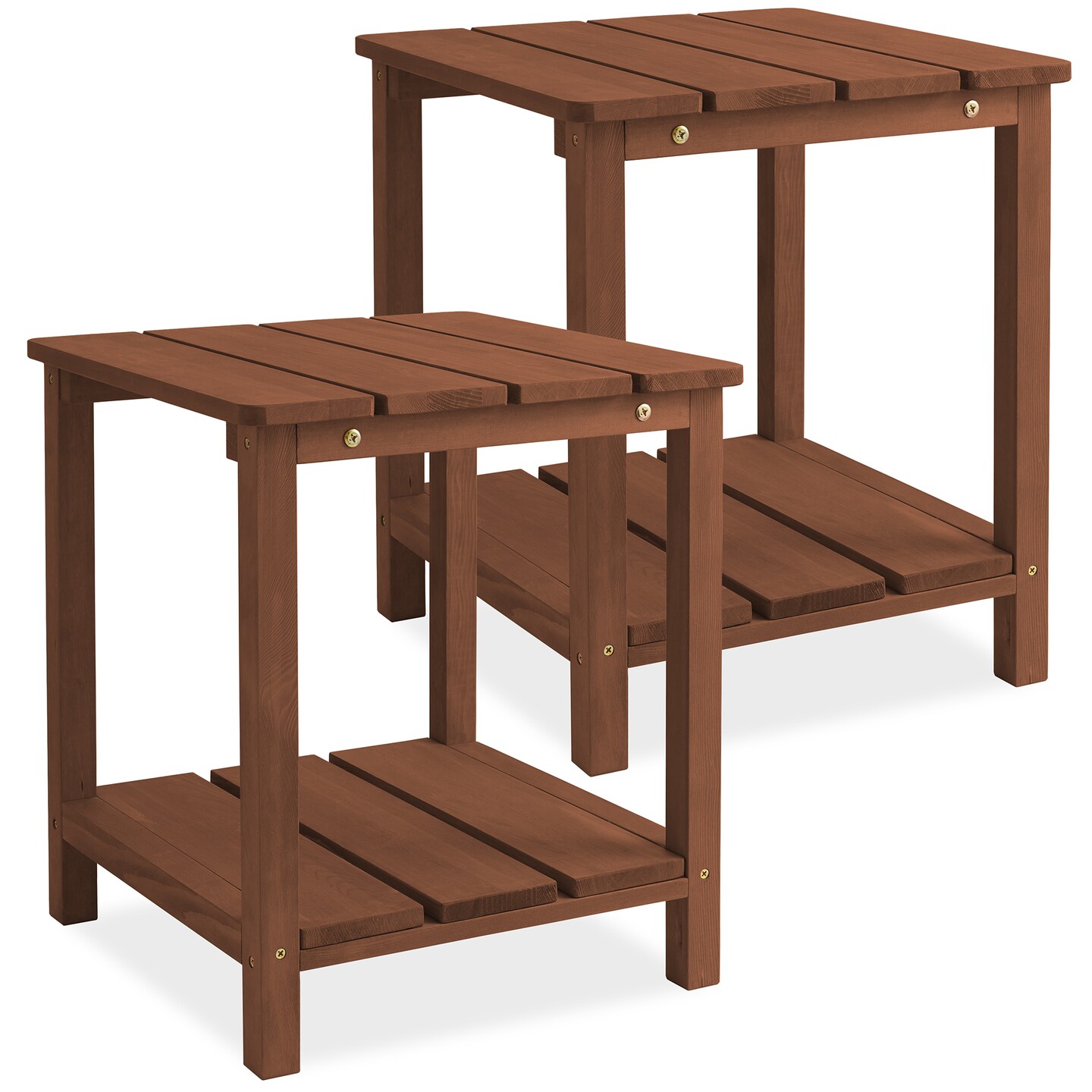 Casafield Adirondack Side Table, Cedar Wood Outdoor End Table with Shelf for Patio, Deck, Lawn and Garden