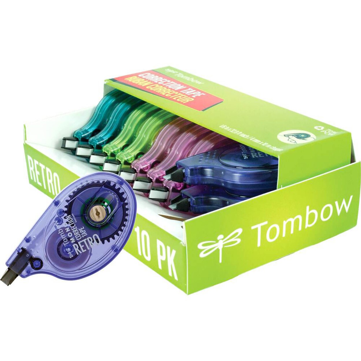 Tombow   Mono Correction Tape Retro Applicator Pack - 0.17&#x22;W x 32.83 ft Length - 1 Line(s) - White Tape - Break Resistant