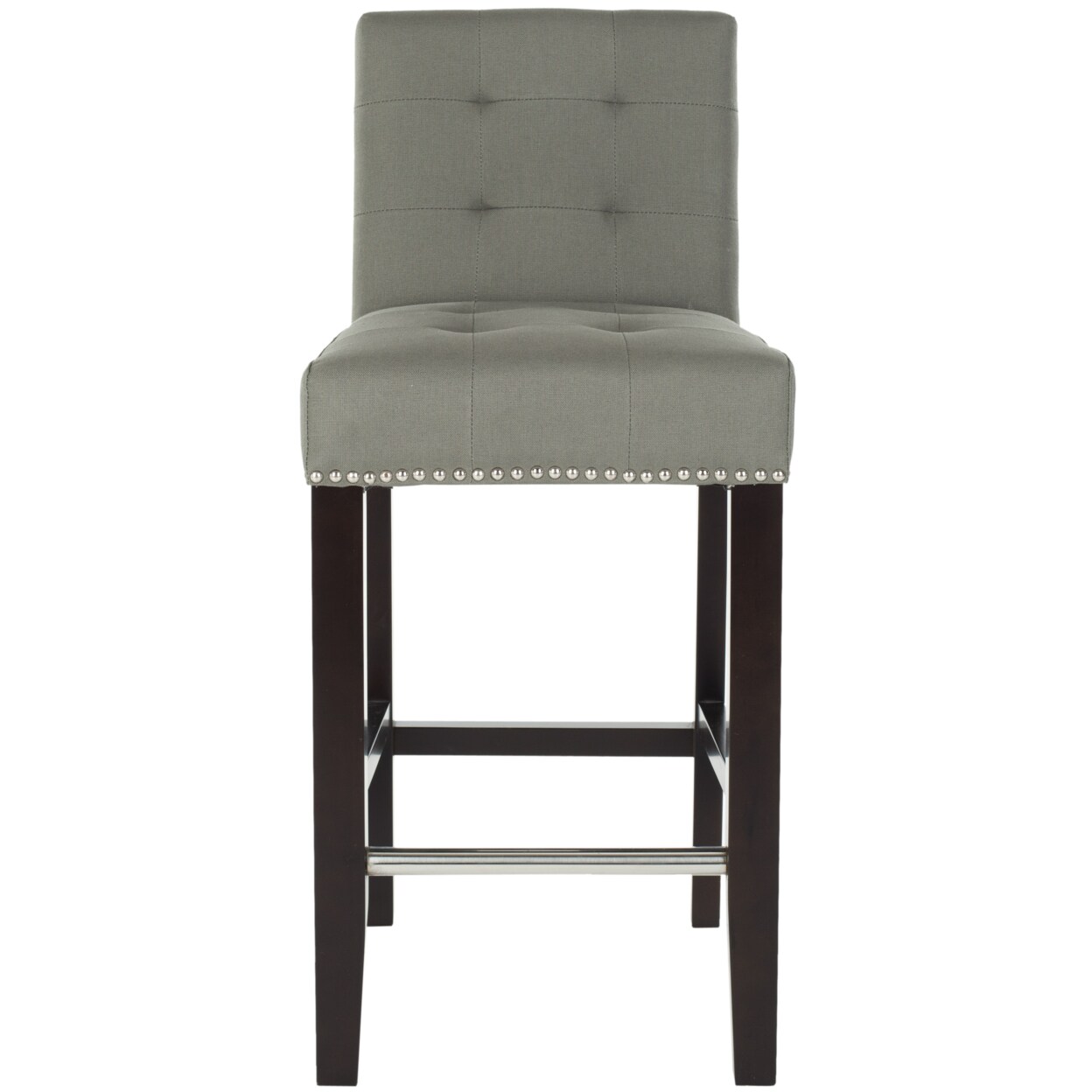 Safavieh Thompson 24" Linen Counter Stool With Silver Nailheads Seamist