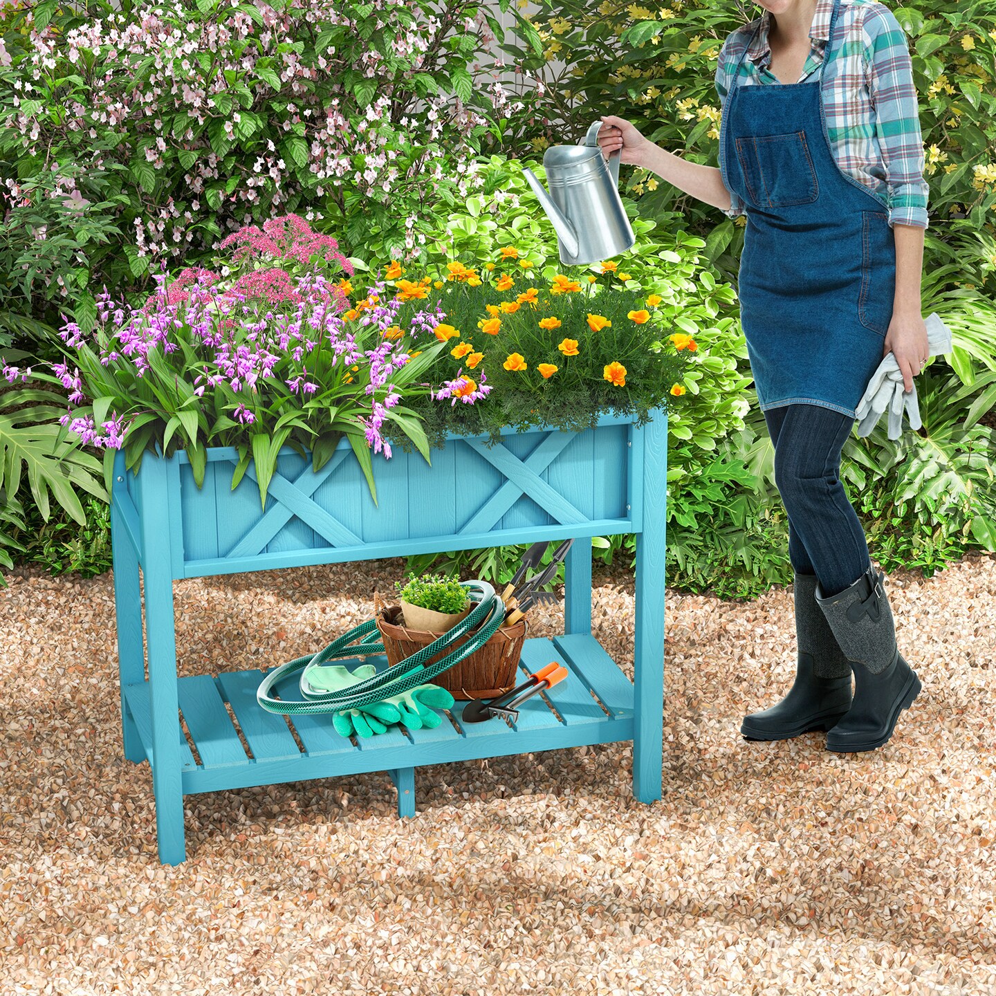 Hips Raised Garden Bed Poly Wood Elevated Planter Box