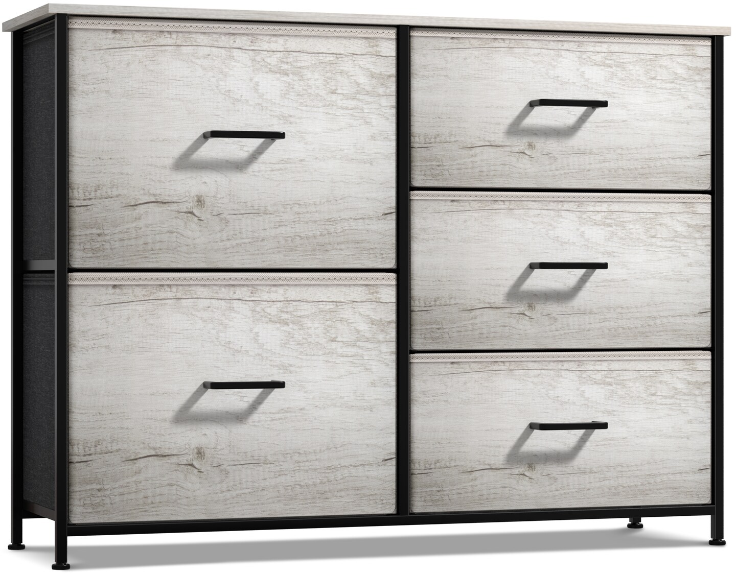 Sorbus Dresser with 5 Drawers - Storage Chest Organizer with Steel Frame, Wood Top, Handles, Fabric Bins
