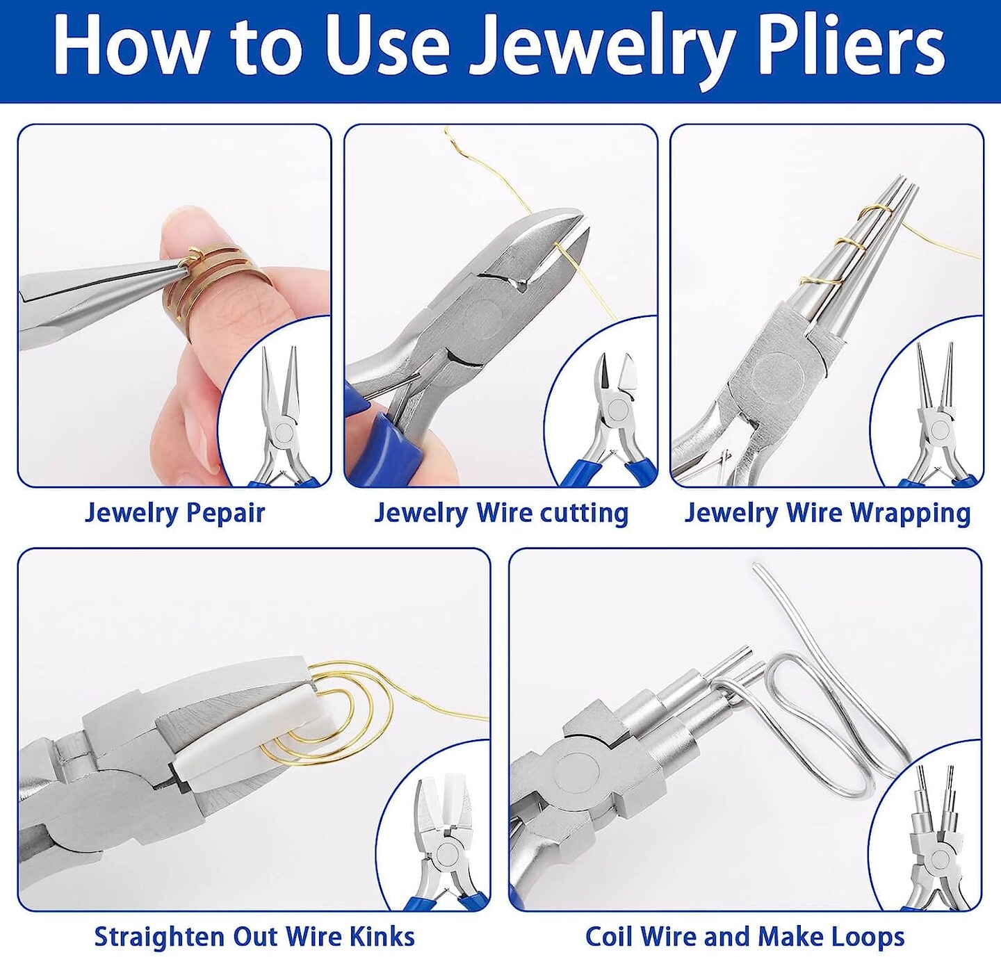 Jewelry Pliers, Set of 10 Professional Jewelry Making Pliers Tools for Craft, Wire Wrapping