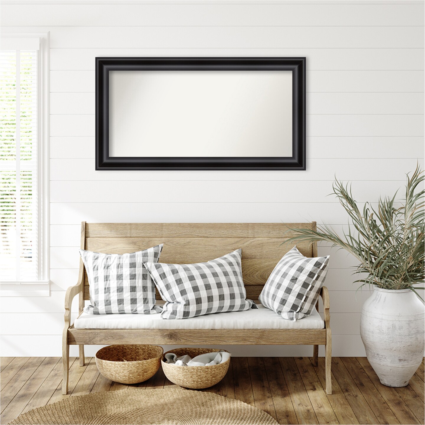 Grand Black Non-Beveled Custom Framed Bathroom Vanity Wall Mirror