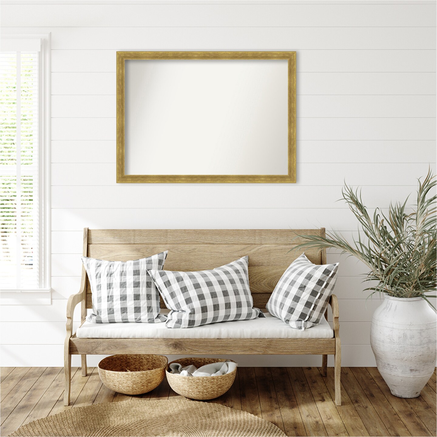 Angled Gold Non-Beveled Custom Framed Bathroom Vanity Wall Mirror