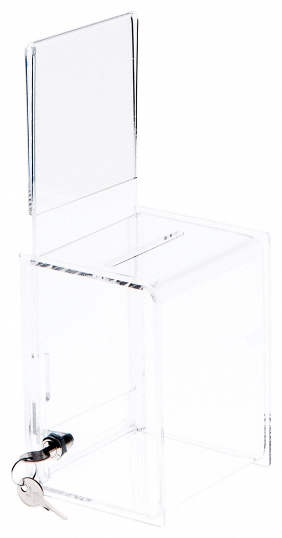 Plymor Clear Acrylic Locking Ballot / Collection Box With Sign Holder ...