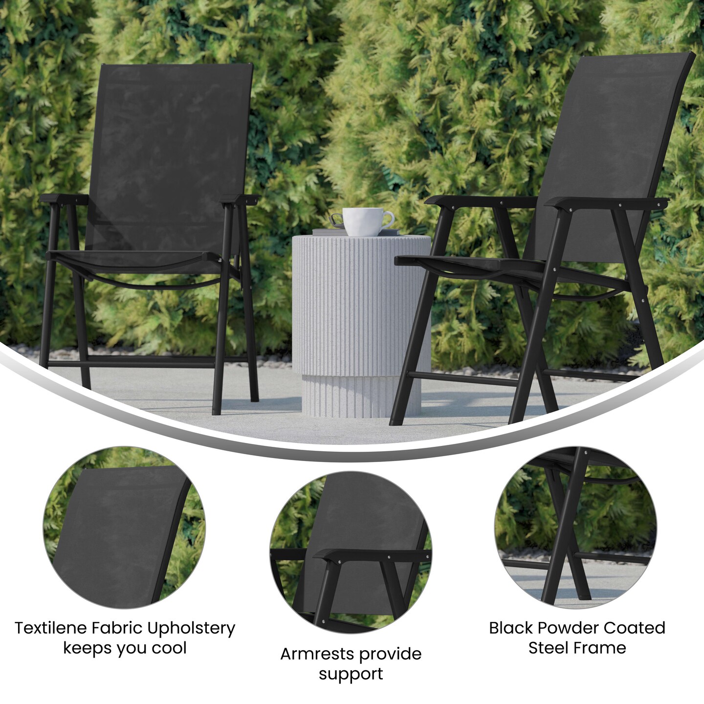 Emma and Oliver Outdoor Folding Patio Sling Chair / Portable Chair (2 Pack)