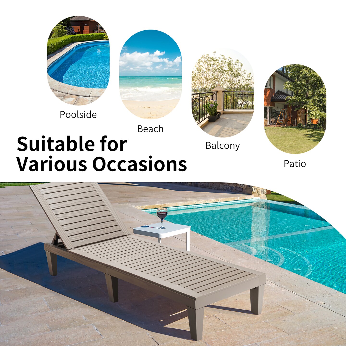 Costway Patio Lounge Chair Chaise Recliner Weather Resistant Adjustable Brown\Black