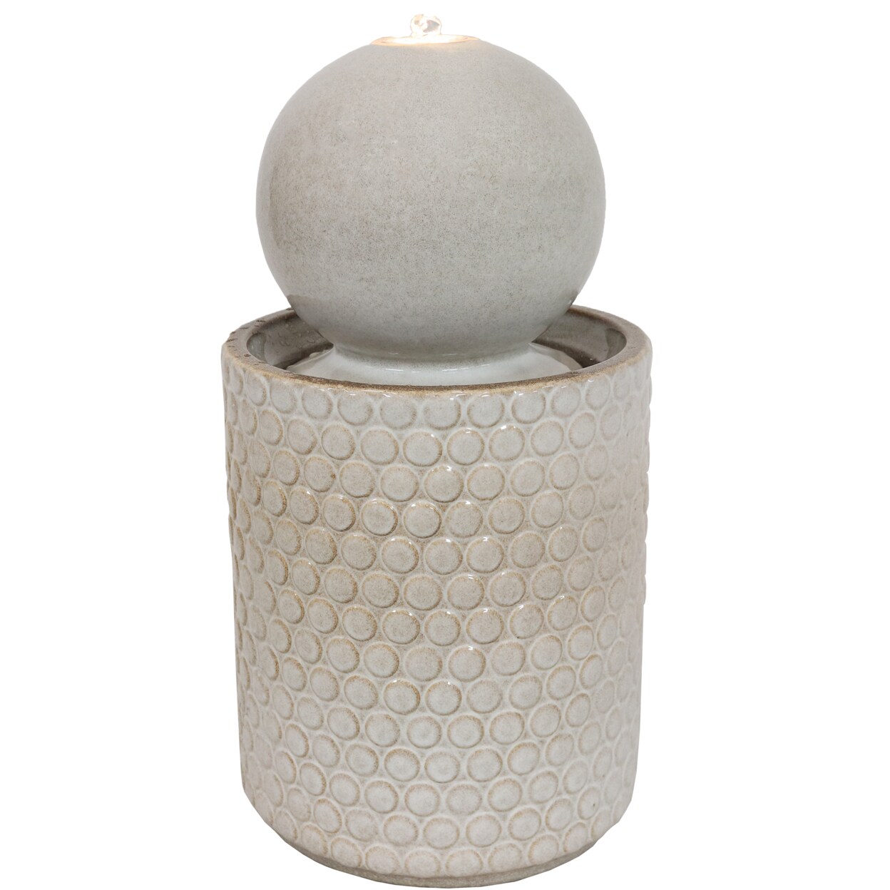 Sunnydaze Modern Orb On Circle Ceramic Fountain With Led Lights - 23.5 In