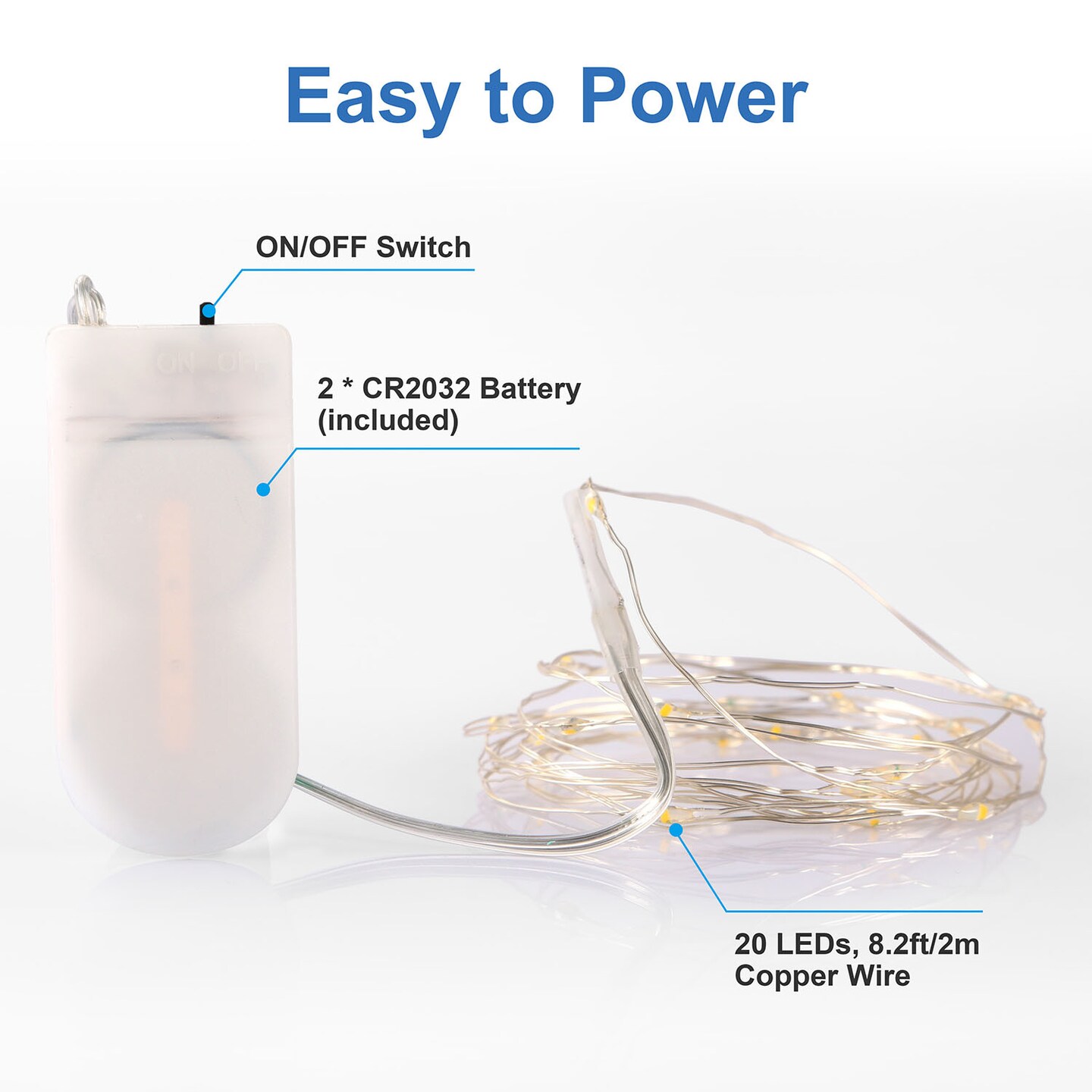 6 Pack DIY LED String Lights 6.56ft 20 LEDs Decor - Starry Fairy Lights