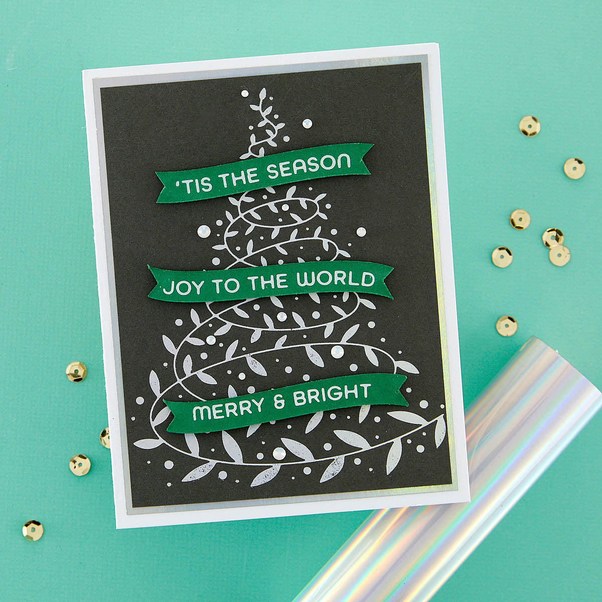 Spellbinders Comfort &#x26; Joy Sentiments Hot Foil Plate &#x26; Die Set from the Glimmer for the Holidays Collection