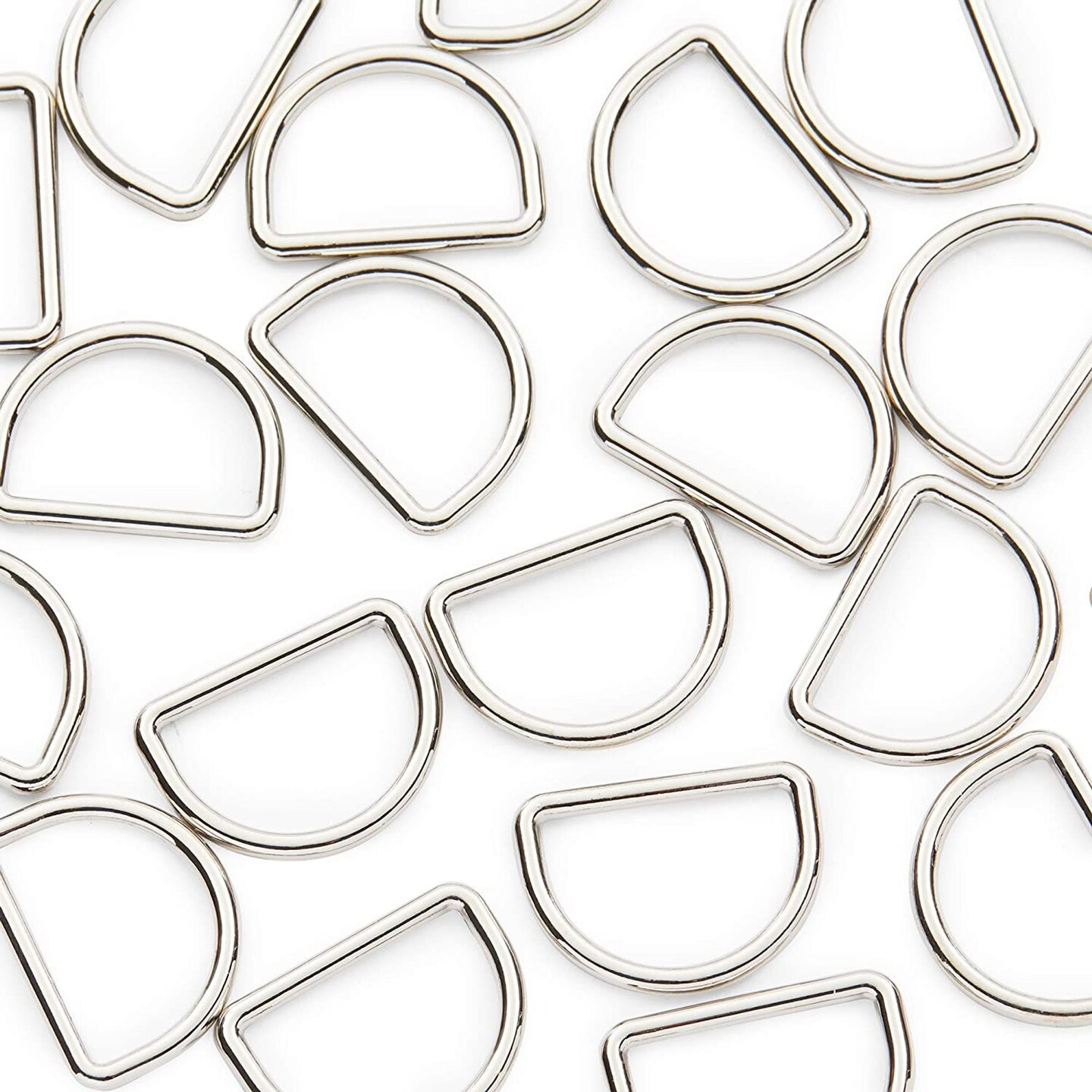 20 Pack Metal D Rings, Snap Hooks Clip for DIY Crafts Sewing, 1
