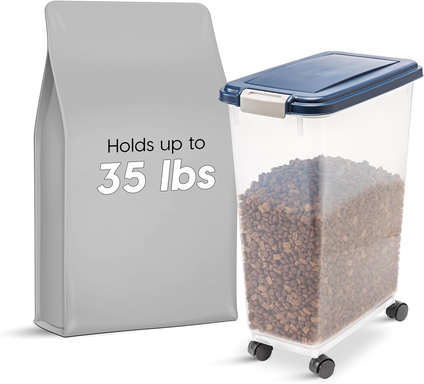 IRIS Airtight Pet Food Storage Containers with Attachable Casters