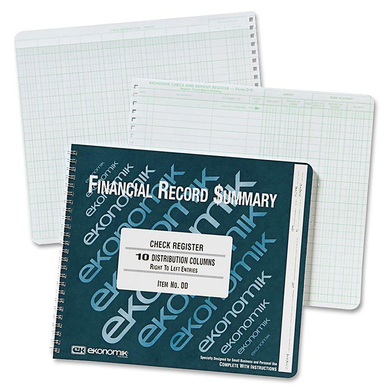 Ekonomik   Check Register Forms - 40 Sheet(S) - Wire Bound - 10&#x22; X 8.75&#x22; Sheet Size - 10 Columns Per Sheet - White