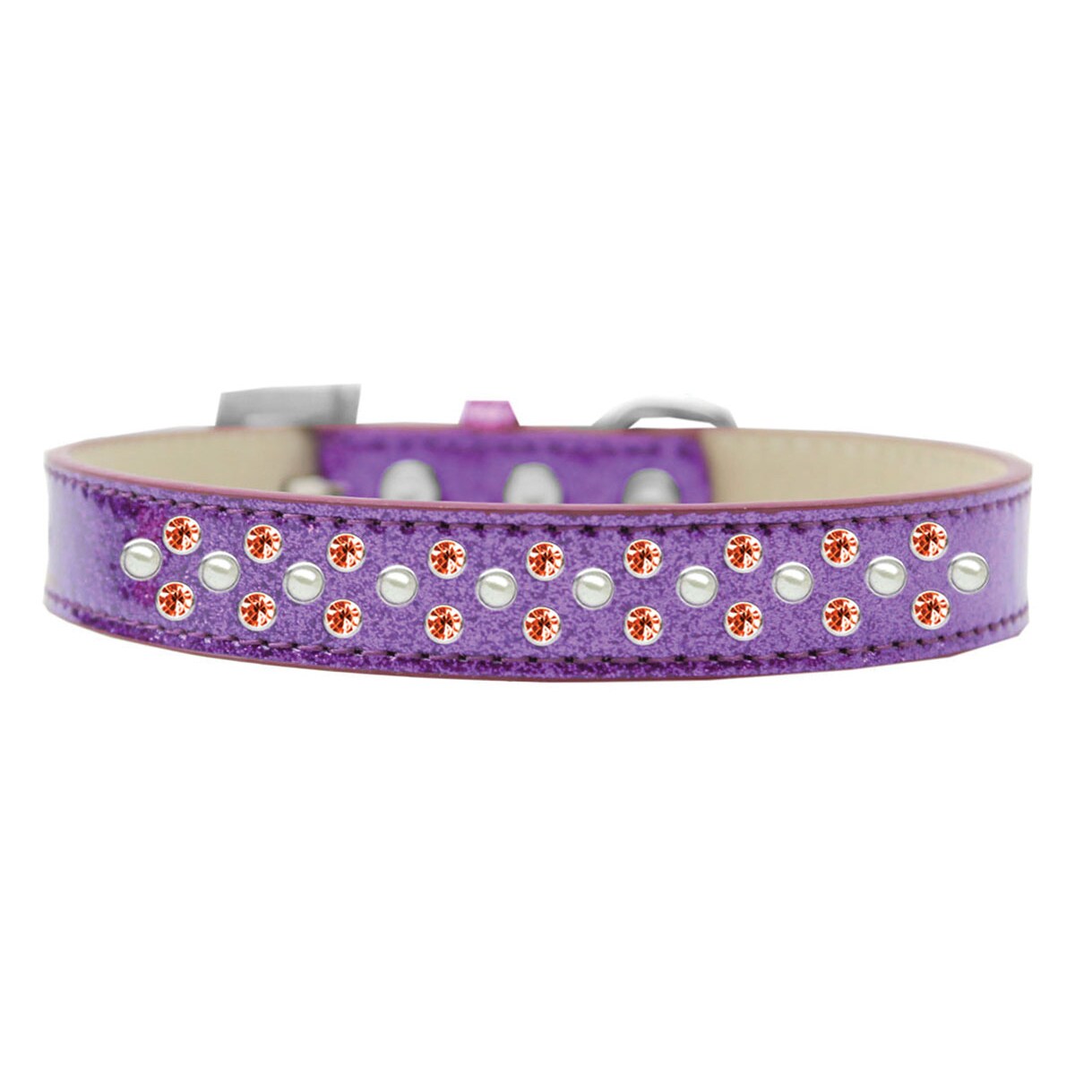 Mirage Pet Products Sprinkles Ice Cream Dog Collar Pearl and Orange Crystals Size 20 - Purple