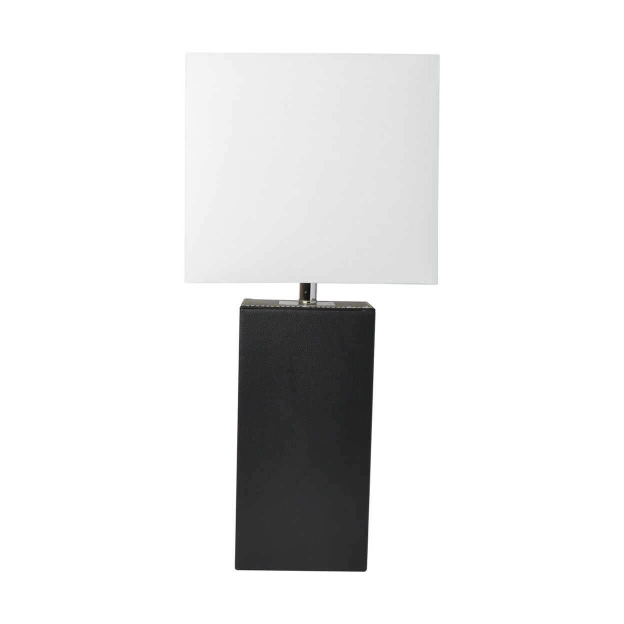 Elegant Designs   Modern Leather Table Lamp with USB and White Fabric Shade