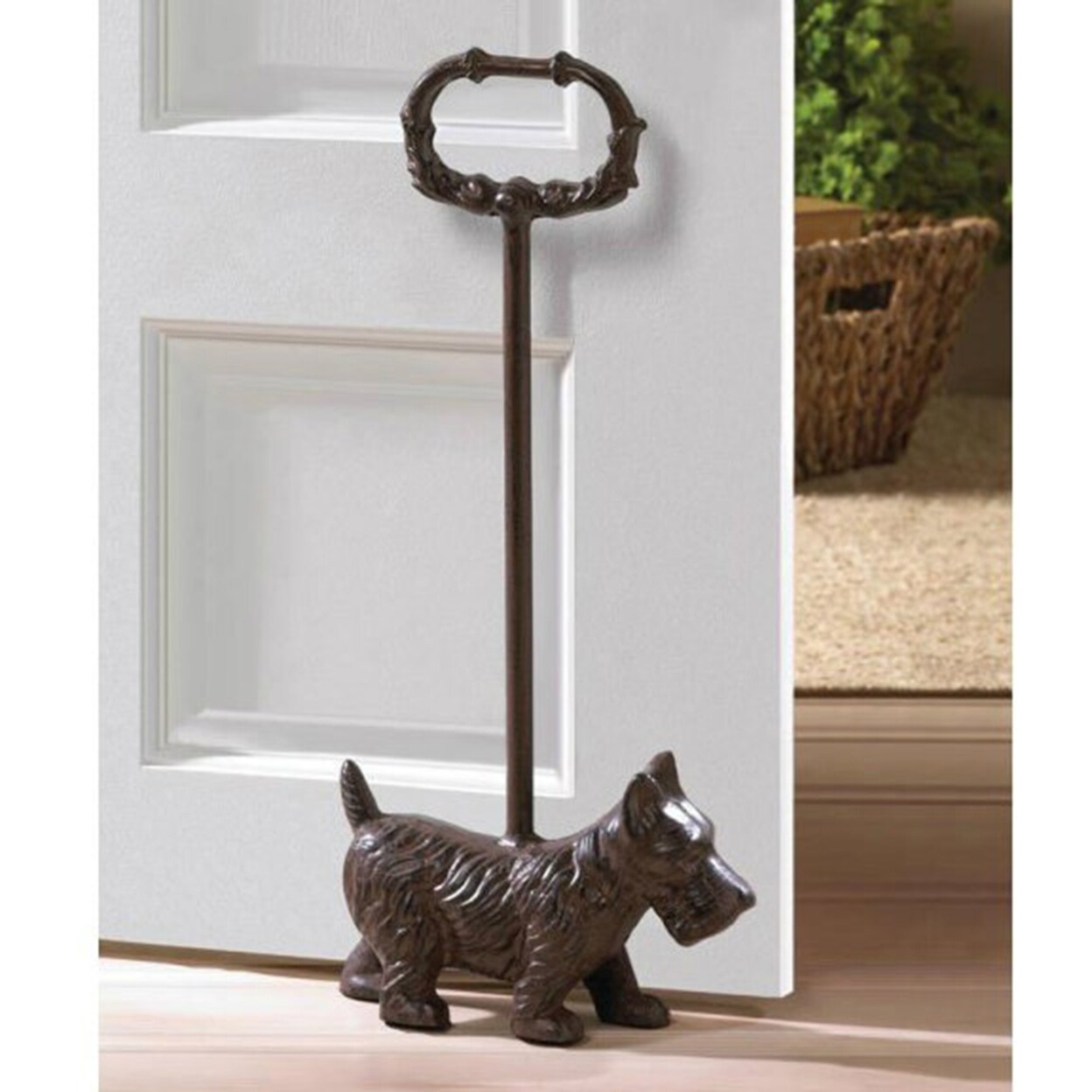 Accent Plus Home Decorative Cast Iron Dog Door Stopper With Handle