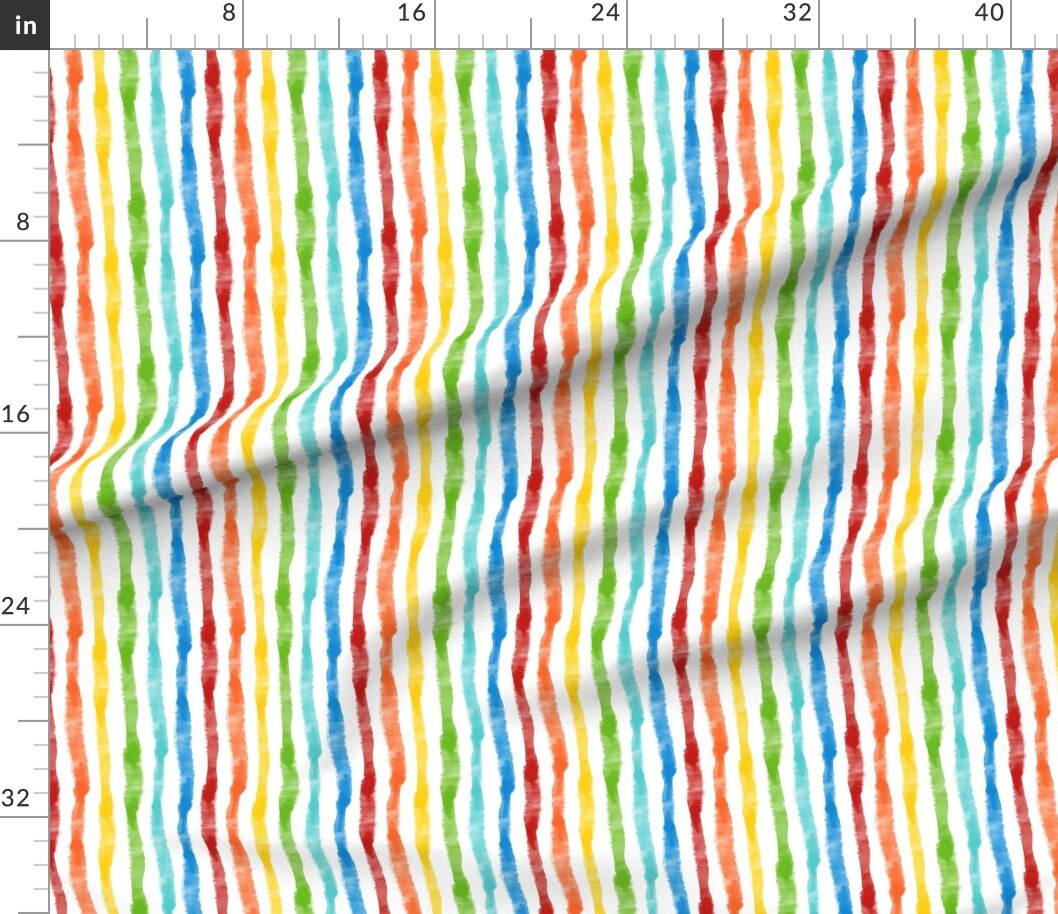 Rainbow Stripes Bright Watercolor Modern Abstract Colorful Lines Fun Medium Scale Pride Lgbtqia Custom Printed Fabric by Spoonflower Various Fabrics by the Yard or Fat Quarter