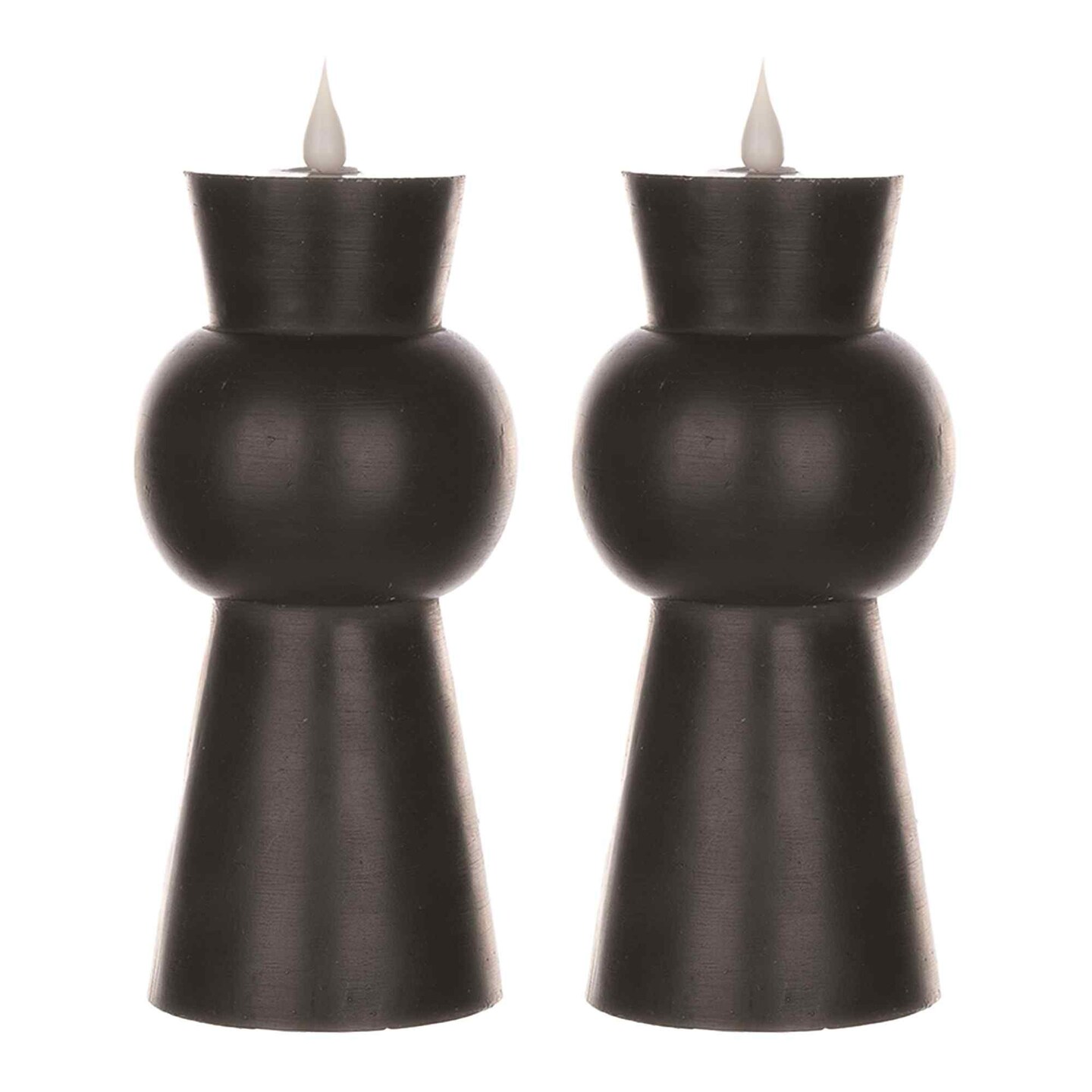 Melrose LED Flameless Abstract Tapered Candles with Remote - 8.5&#x22; - Black - Set of 2