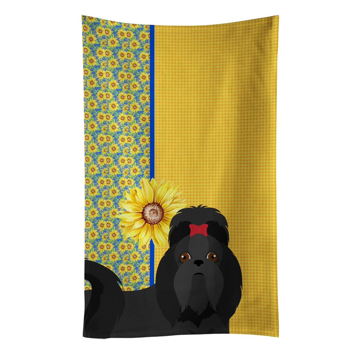 Caroline&#x27;s Treasures Summer Sunflowers Black Shih Tzu Kitchen Towel