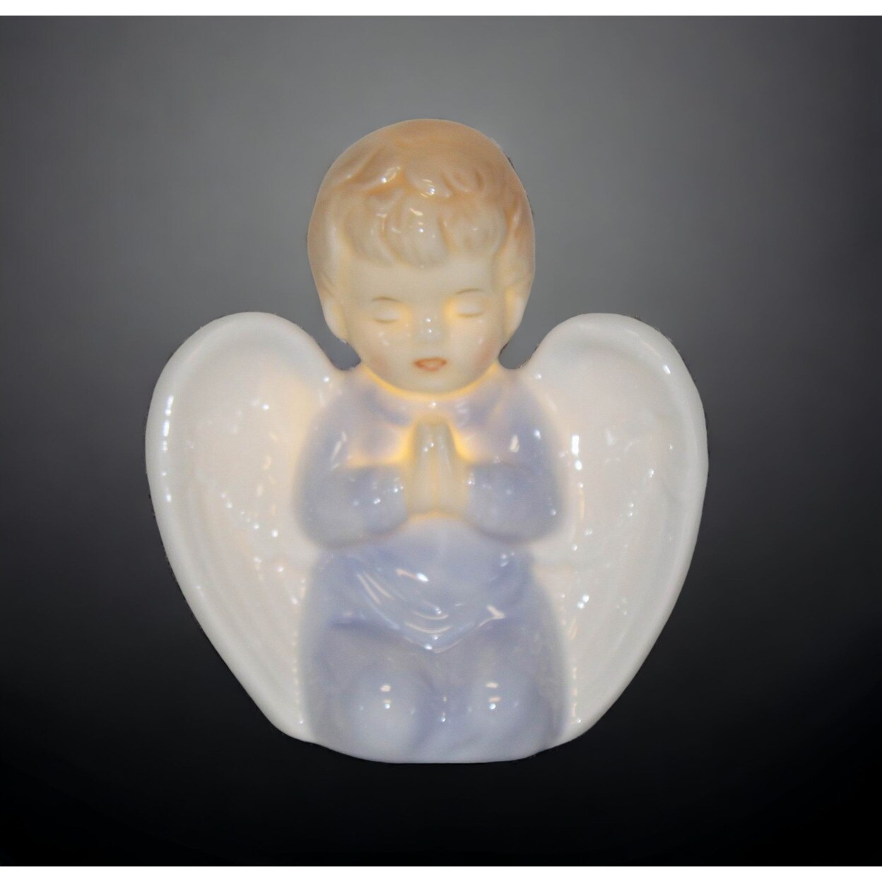 kevinsgiftshoppe Ceramic Praying Angel Boy Led Night Light Home Decor Religious Decor Religious Gift Church Decor
