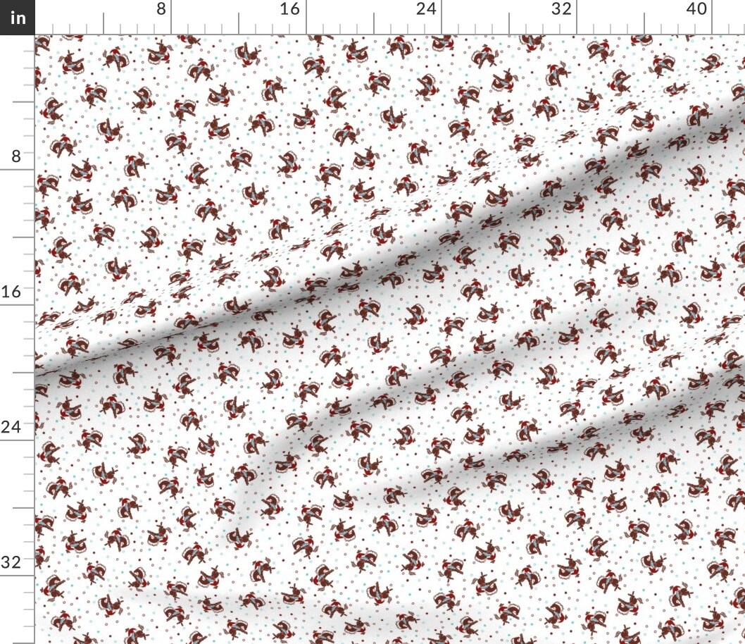Petal Signature Cotton by the Yard or Fat Quarter Western Cowboy Rodeo Novelty 1950S 1940S Horse Small Scale Custom Printed Fabric by Spoonflower
