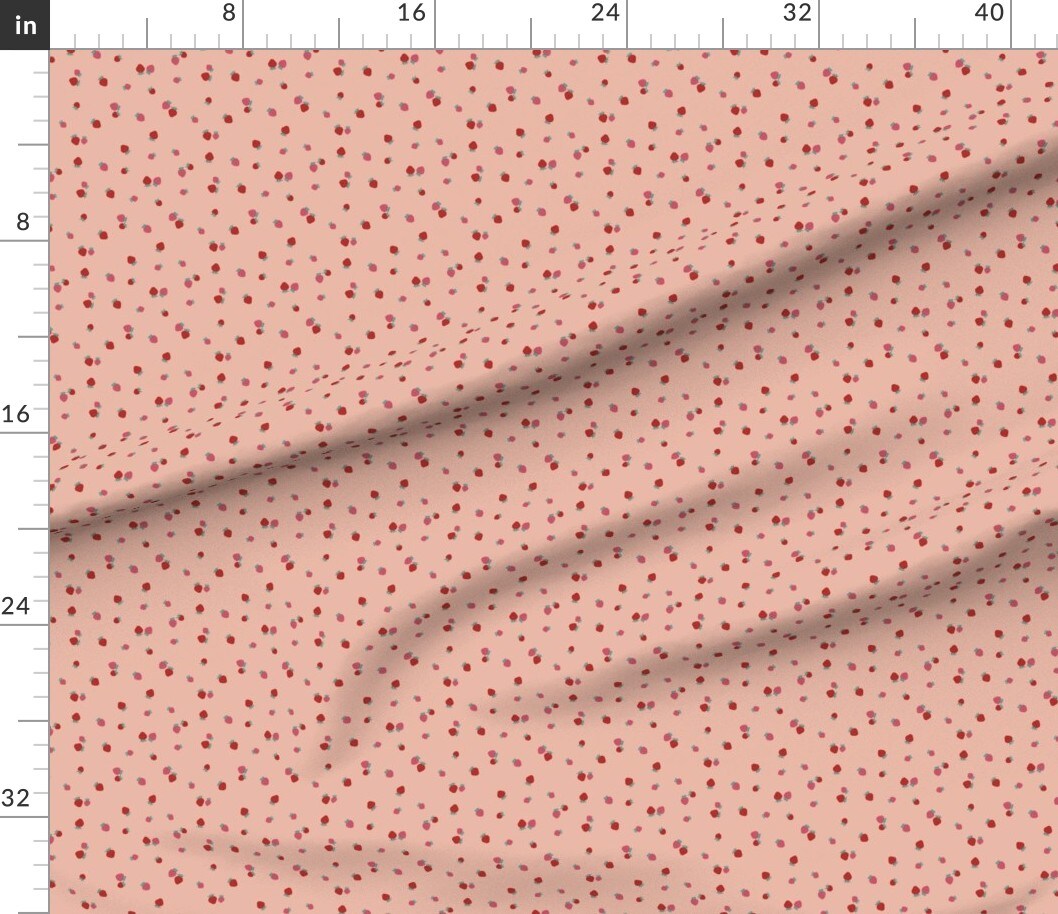Petal Signature Cotton by the Yard or Fat Quarter Ditsy Berries Pink Red Strawberry Fruit Small Scale Kitchen Custom Printed Fabric by Spoonflower