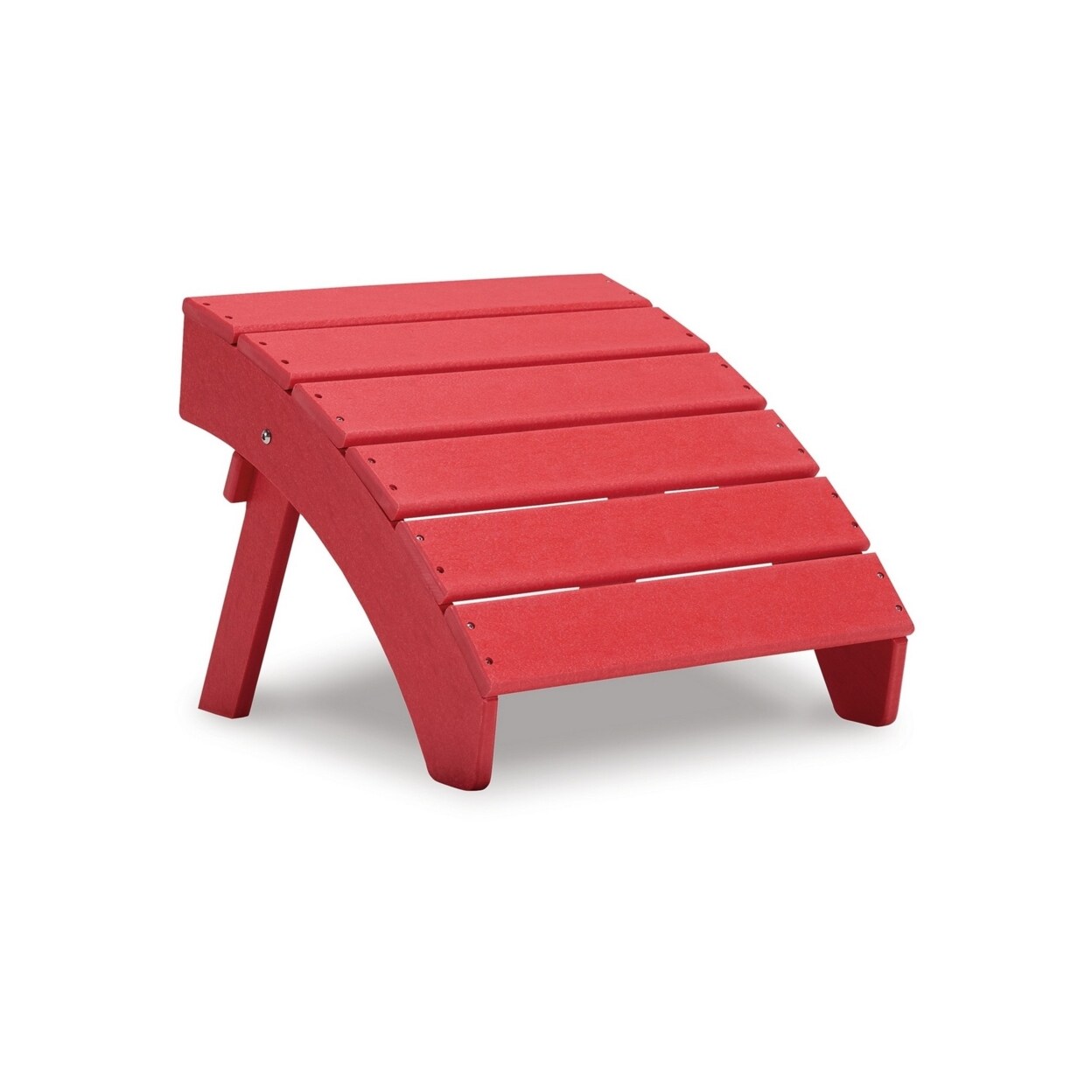 Saltoro Sherpi Quiz 20 Inch Outdoor Ottoman, Sloped Slatted Design, Bold Red HDPE Frame