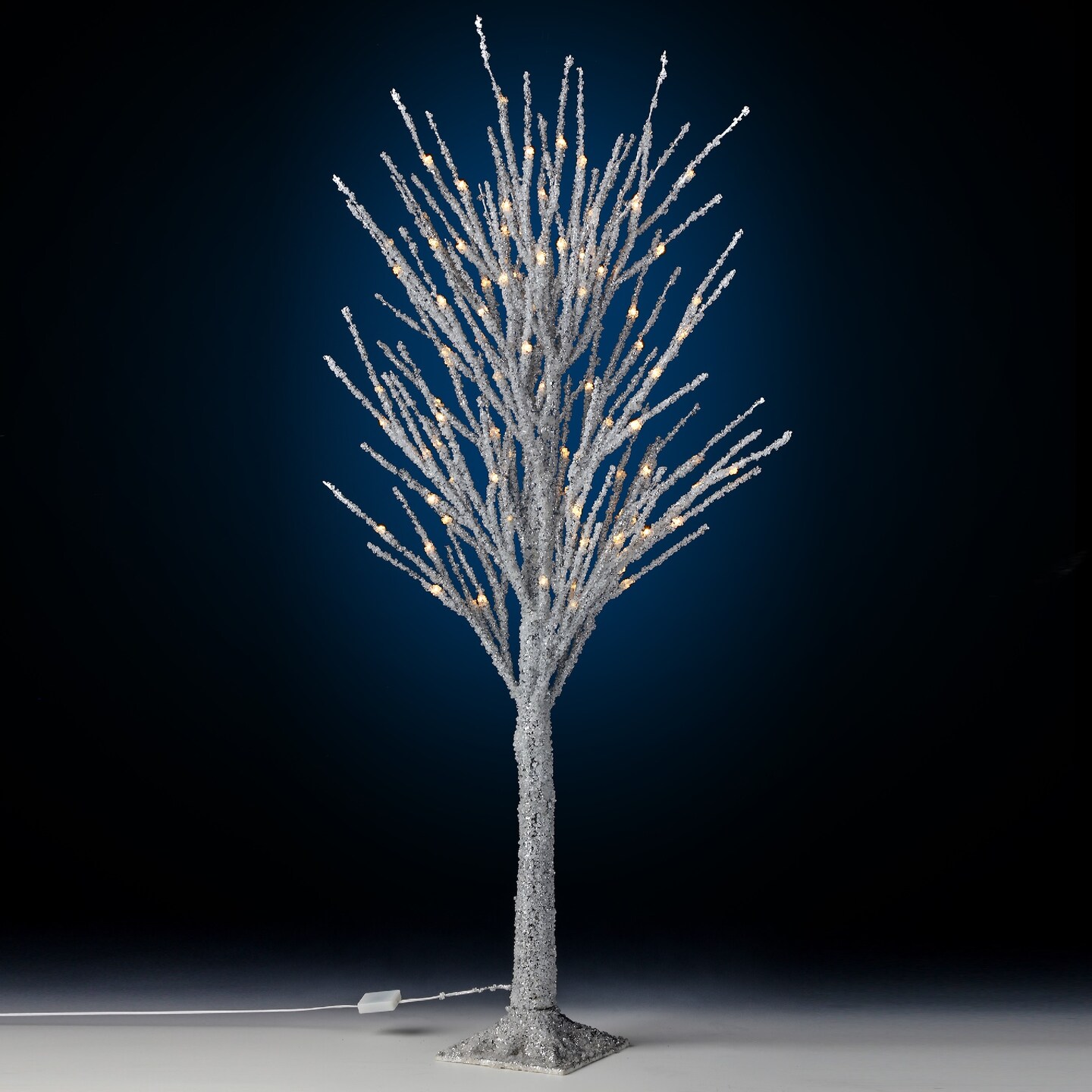 Contemporary Home Living 4&#x27; Pre-Lit Silver Artificial Christmas Tree, Warm White LED Lights