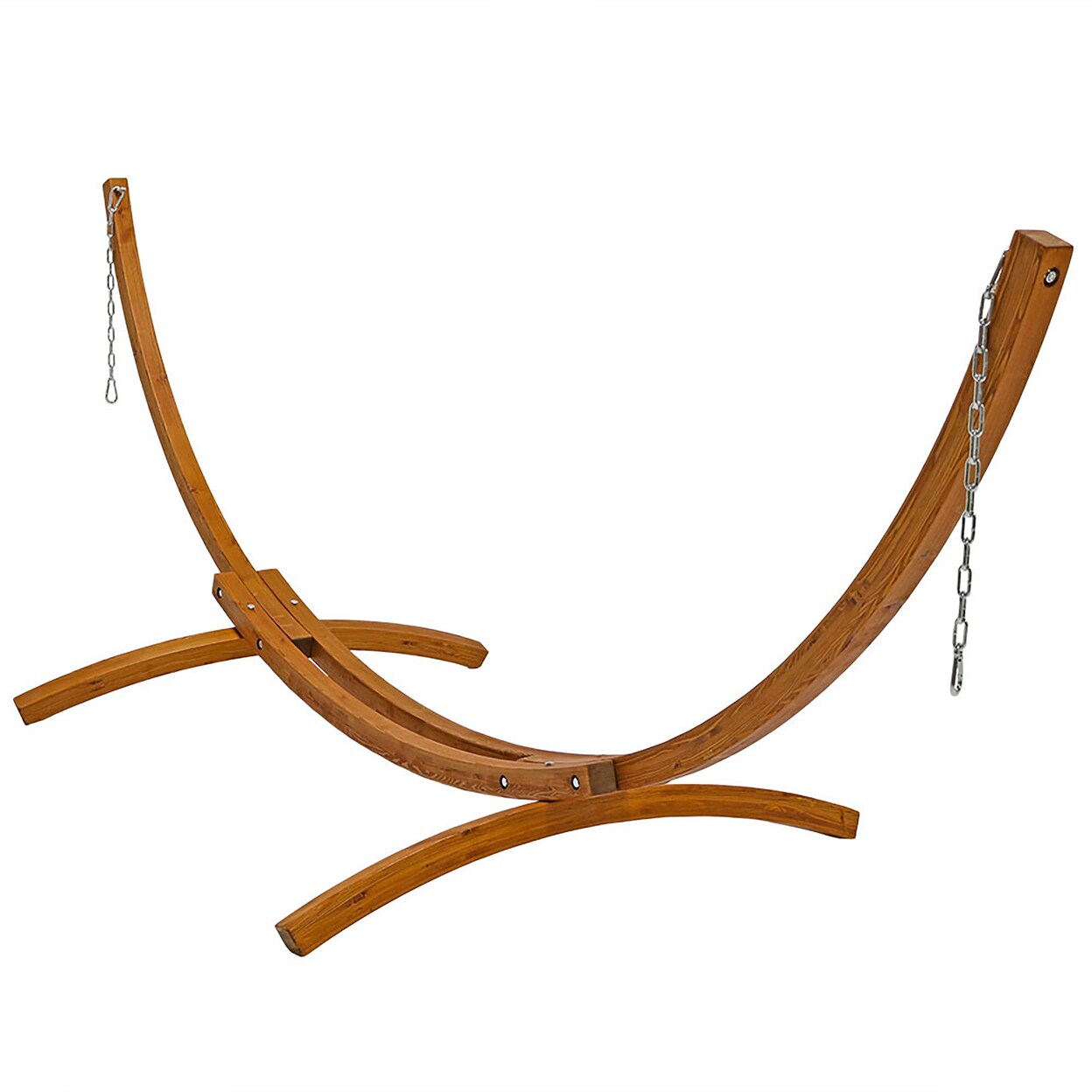 Sunnydaze   Curved Wooden Arc Hammock Stand with Hooks and Chains - 12 ft