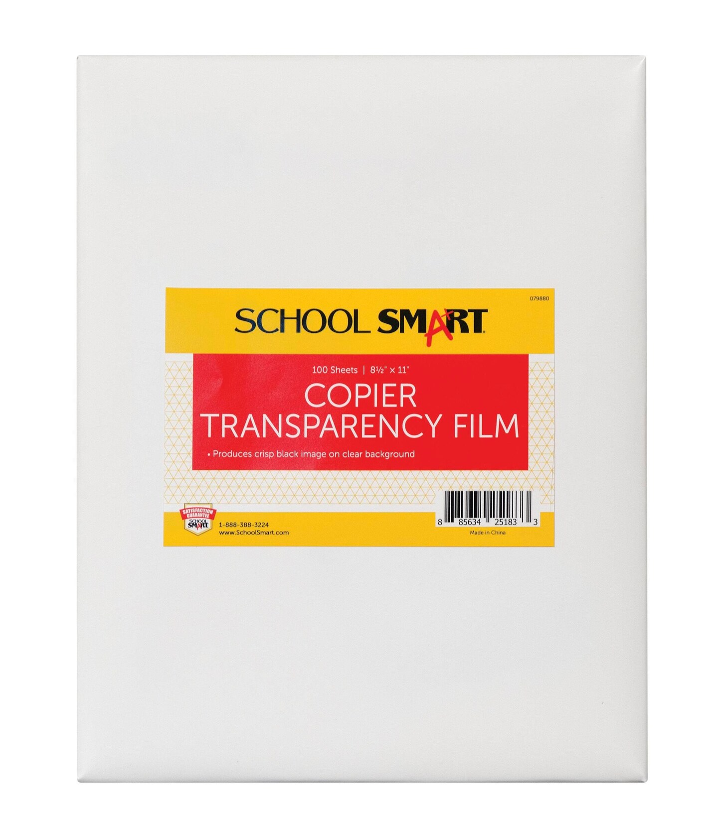 School Smart Copier Transparency Film without Sensing Strip, 8-1/2 x 11 Inches, Clear, Pack of 100