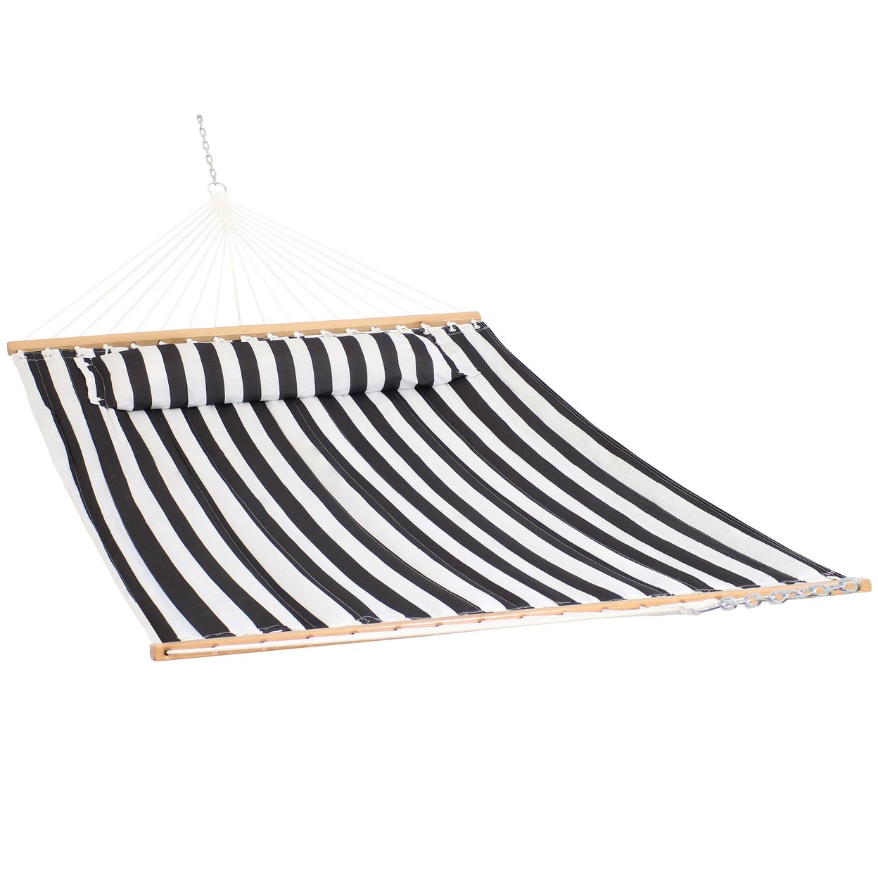 Sunnydaze Large Quilted Fabric Hammock With Spreader Bars - Black And White
