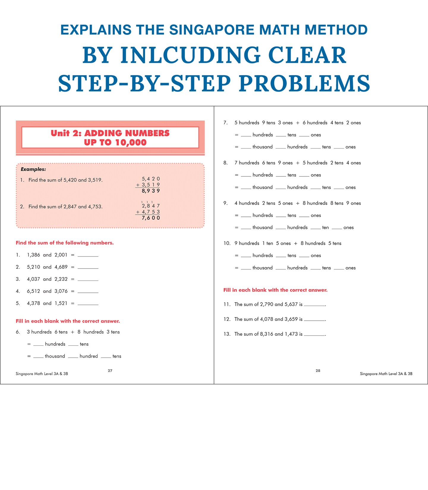 Singapore Math Grade 4 Workbook—4th Grade Addition, Subtraction, Multiplication, Division, Bar Graphs, Fractions, Length, Mass, Volume Problem Solving (256 pgs)