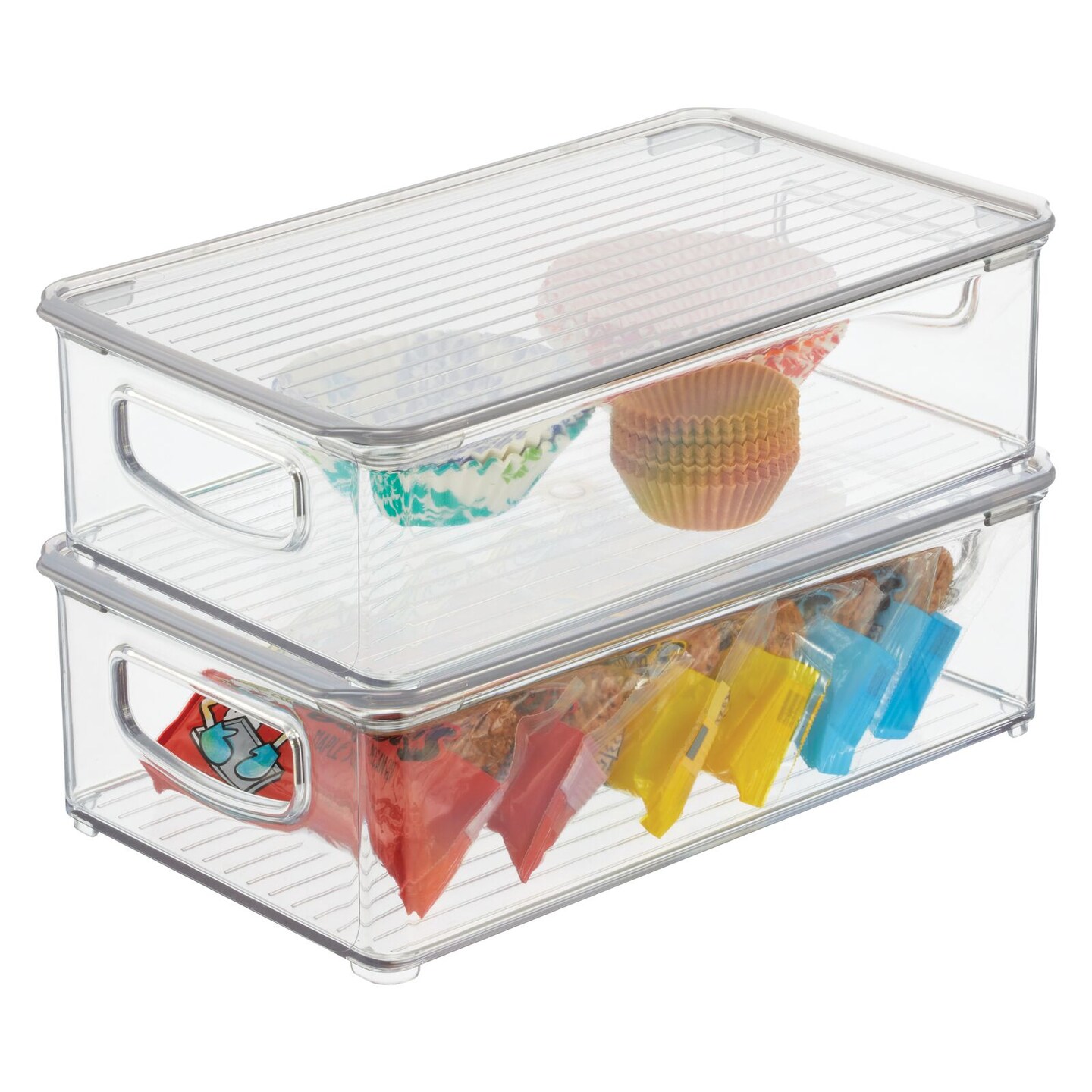 mDesign Plastic Storage Bin Box Container, Lid and Handles