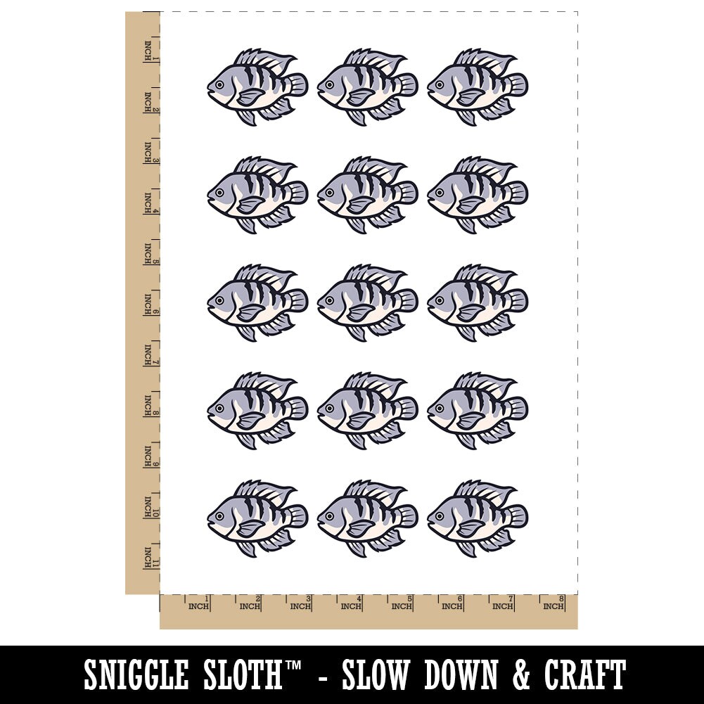 Tilapia Fish Fishing Temporary Tattoo Water Resistant Fake Body Art Set Collection (1 Sheet)