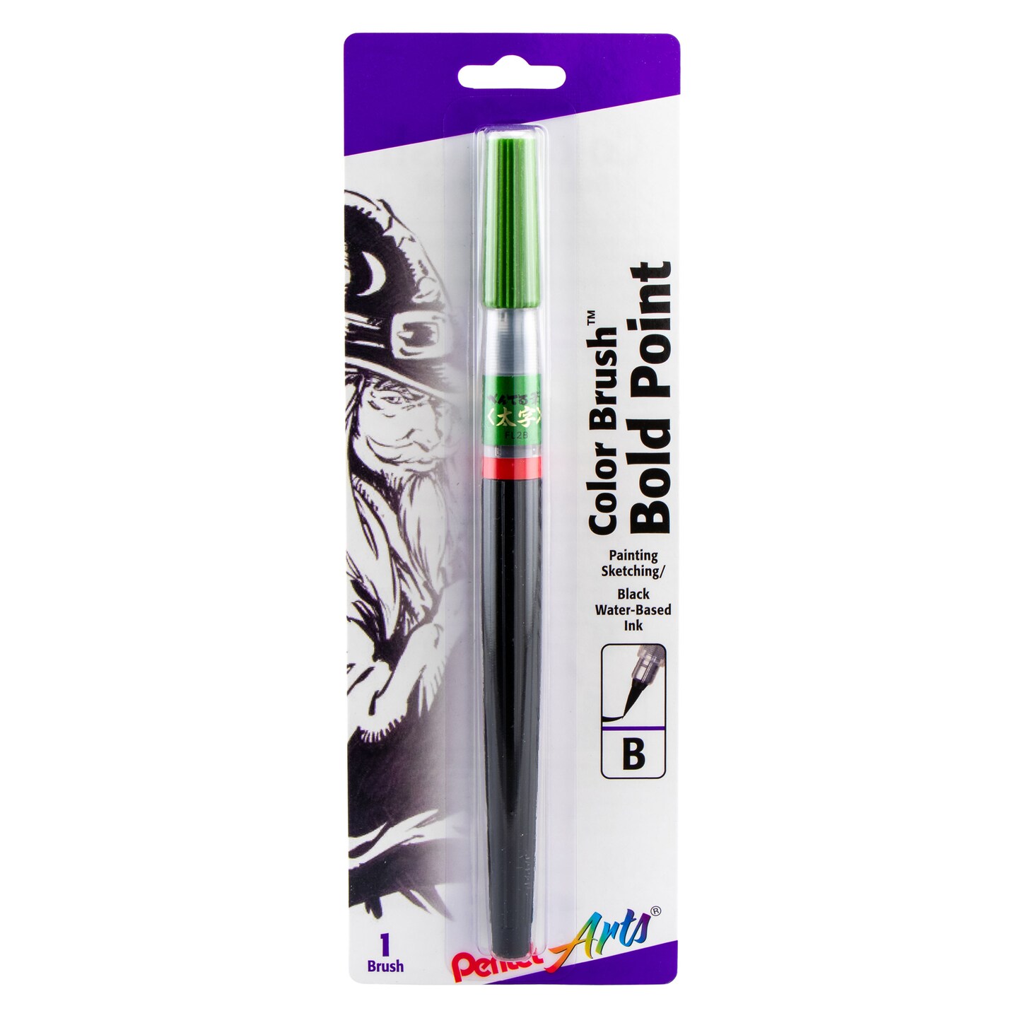 Pentel Color Brush Pen, Black, Bold