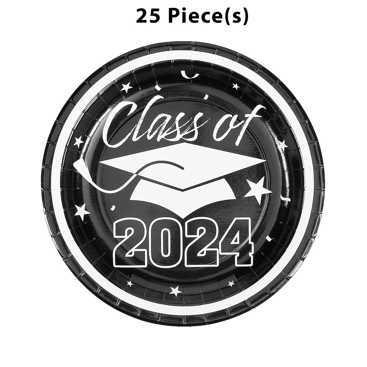 Class of 2024 Black Paper Dinner Plates - 25 Ct.