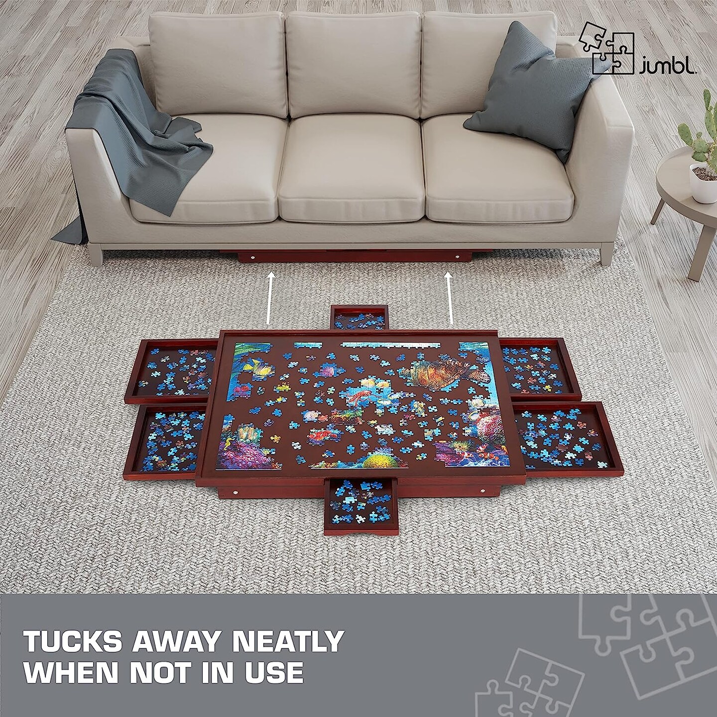 FUFU&GAGA 1000-Piece Jigsaw Puzzle Board, Lightweight Non-Slip Surface  Puzzle Tables with 2 Removable Puzzle Trays for Gift Party YLM-ZYK0017 -  The Home Depot