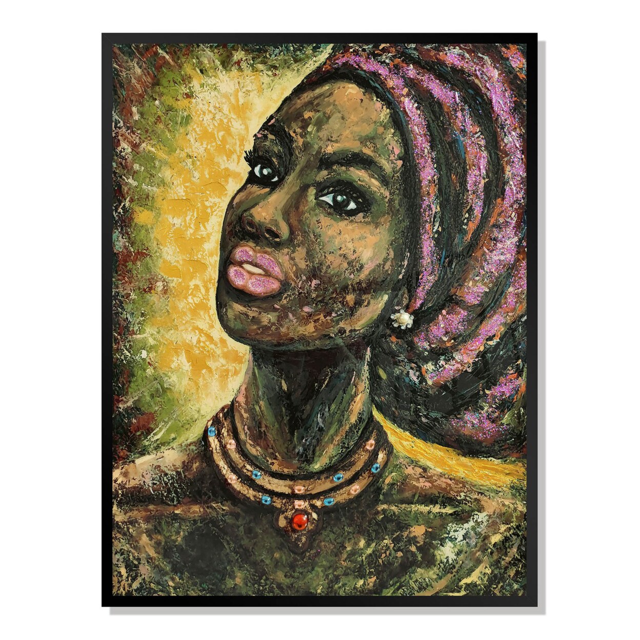 Screen Gems African Woman A Hand Painted Framed Modern Decorative Painting