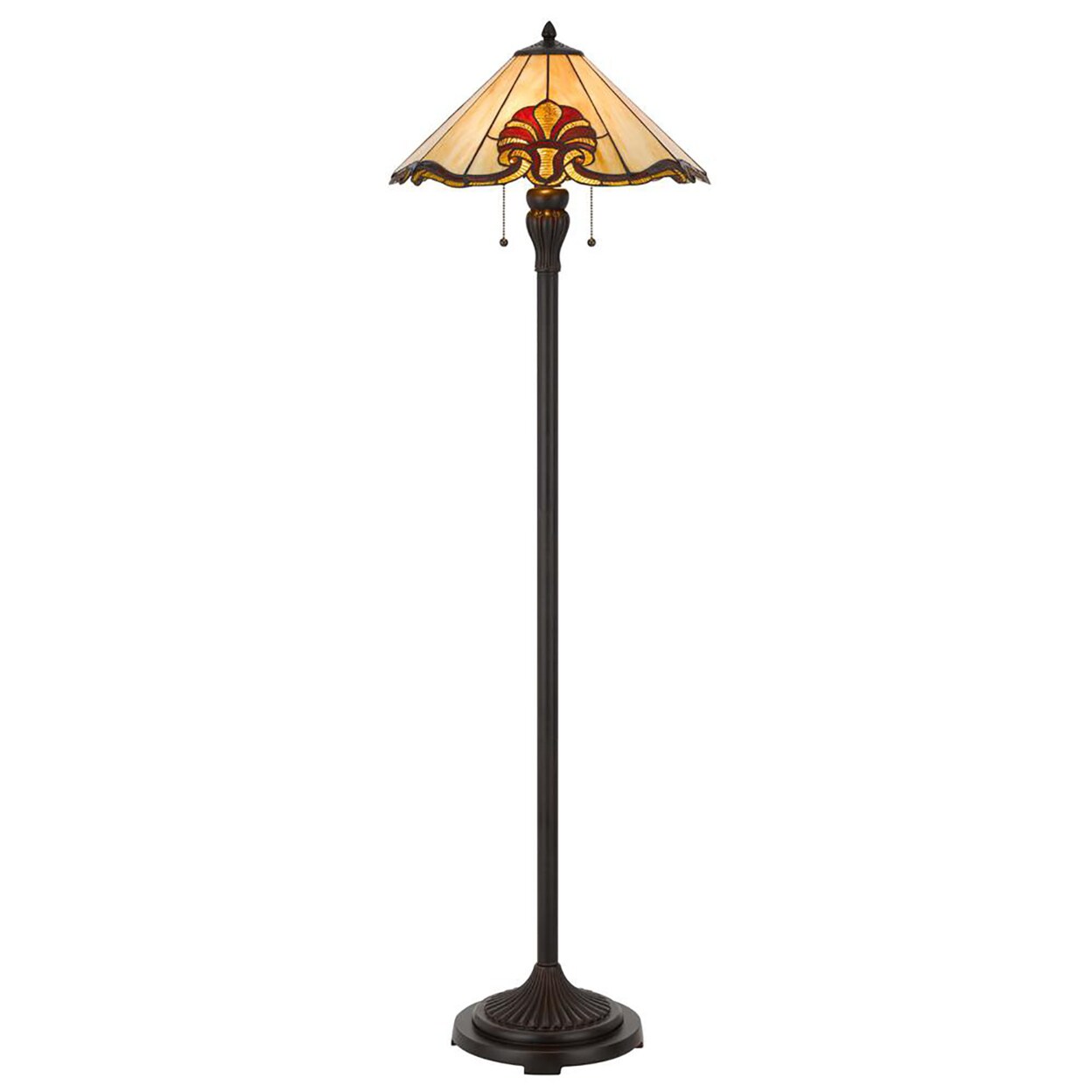 Cal Lighting 60 W X 2 Tiffany Table Lamp With Pull Chain Switch With Metal And Resin Lamp Body