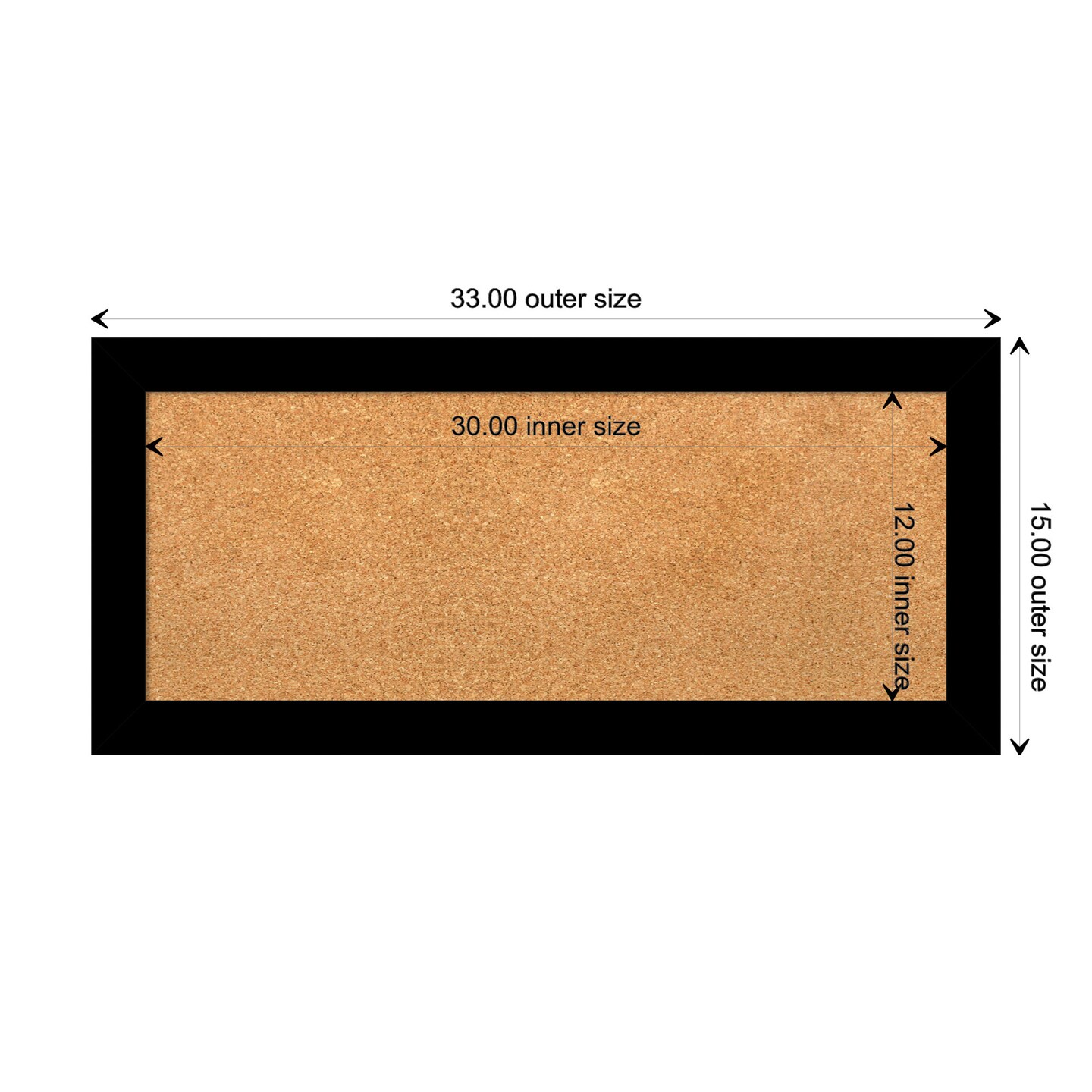 Brushed Framed Corkboard, Natural Cork