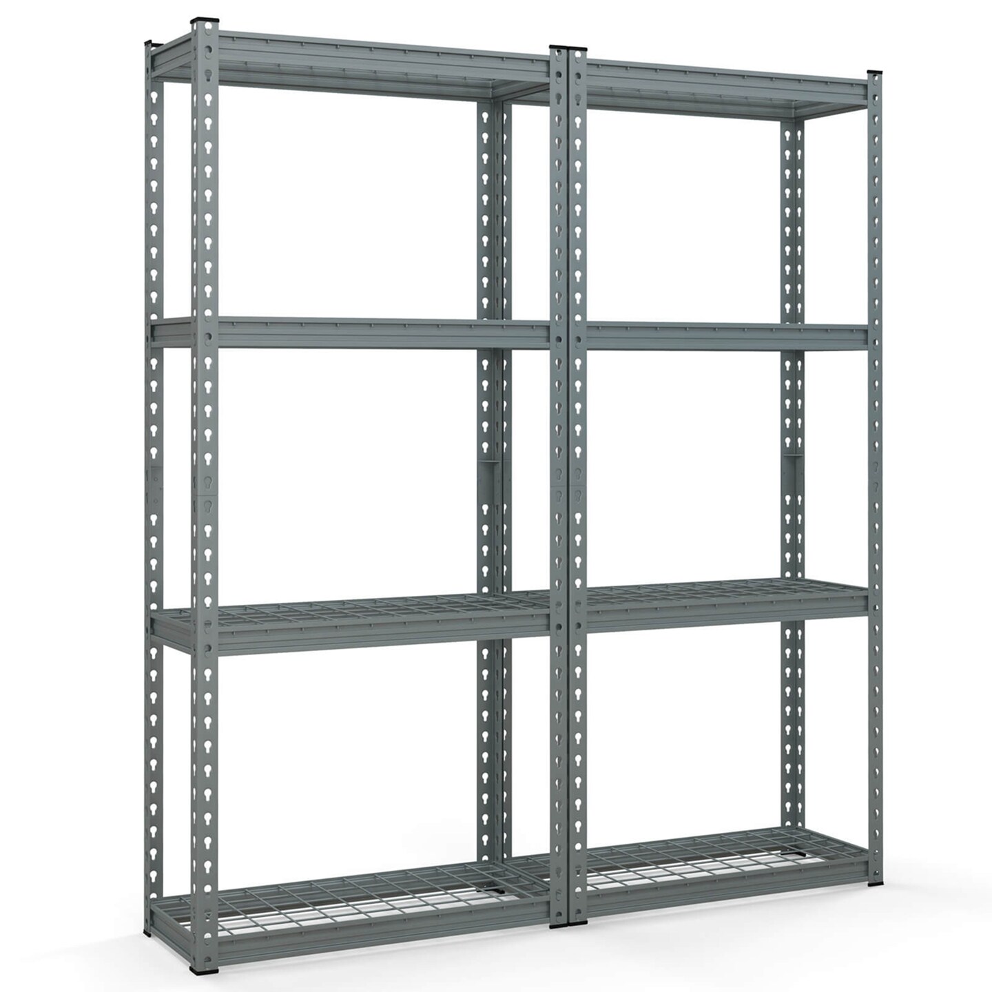 Costway 1/2/3/4 PCS 4-Tier Metal Shelving Unit Heavy Duty Wire Storage Rack with Anti-slip Foot Pads Grey
