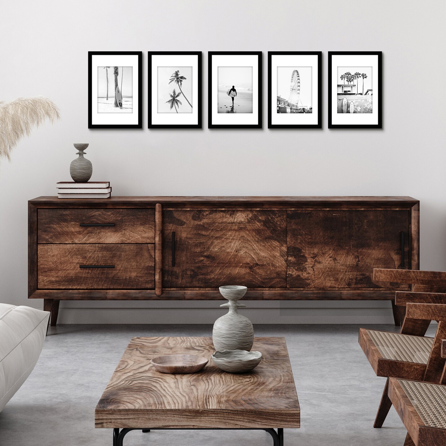 Americanflat Picture Frame Set with Mat - Set of 5 - Photo Frame Set of Five for Wall Display - Plexiglass Cover - Hanging Hardware
