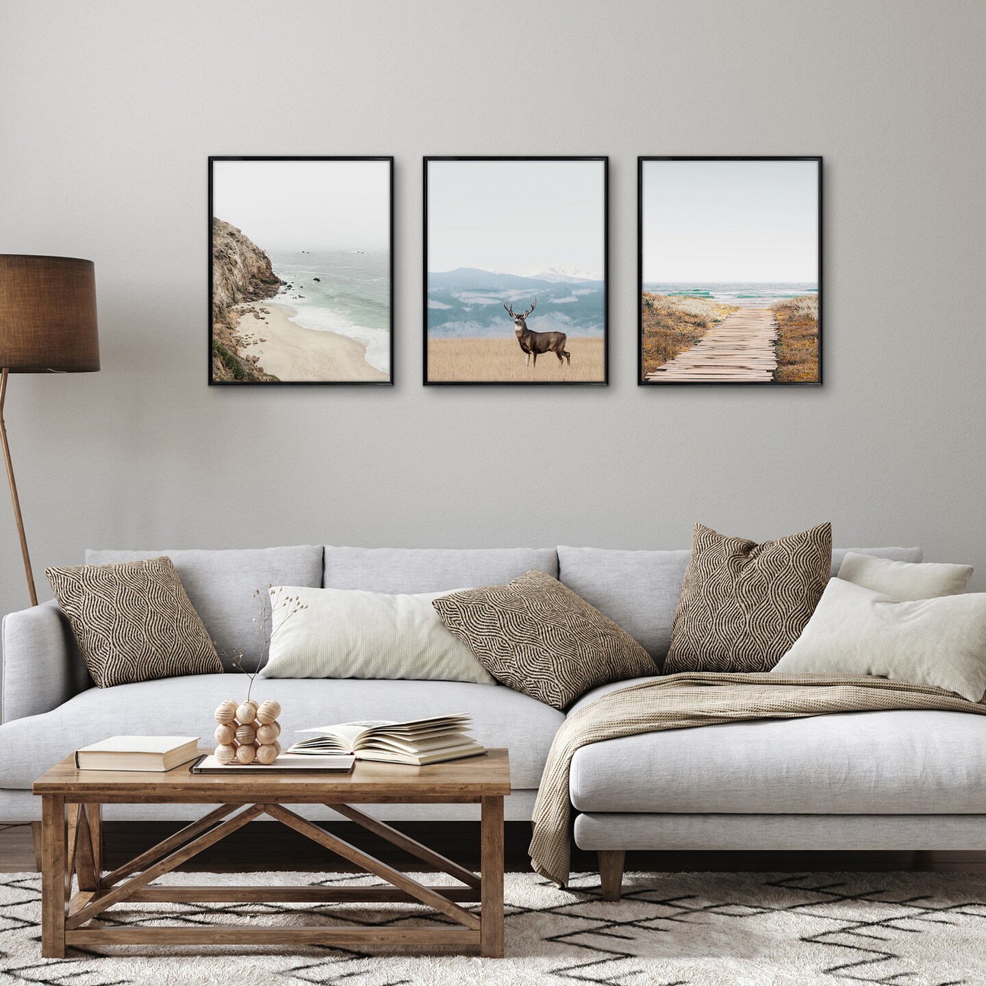 Americanflat Snap-In Picture Frame in Black - Set of 3 - Poster Frame with Slimline Molding, Plexiglass Cover, and Hanging Hardware - Black