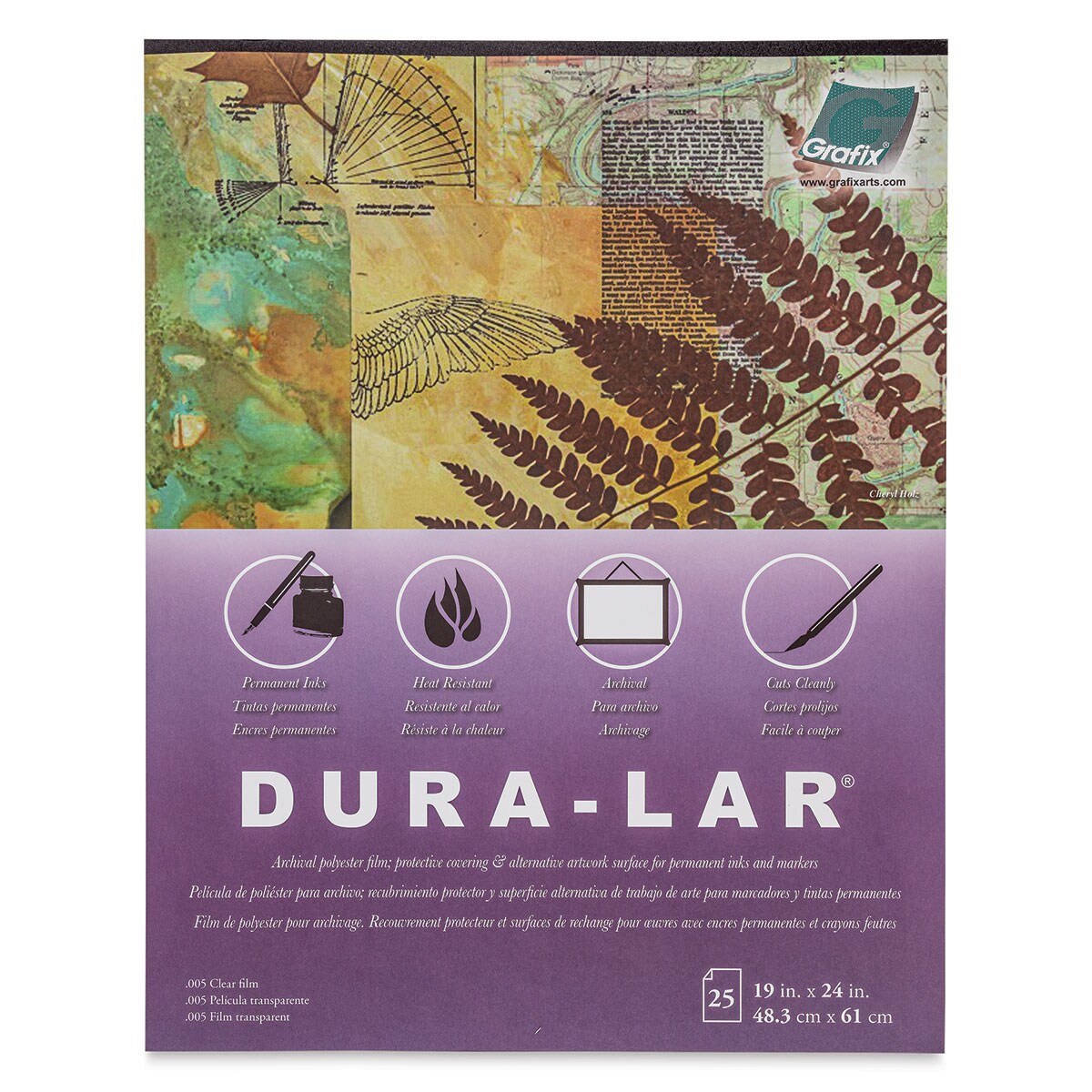 Grafix Dura-Lar Clear Acetate Alternative - 19&#x22; x 24&#x22; x .005&#x22;, Pad, 25 Sheets