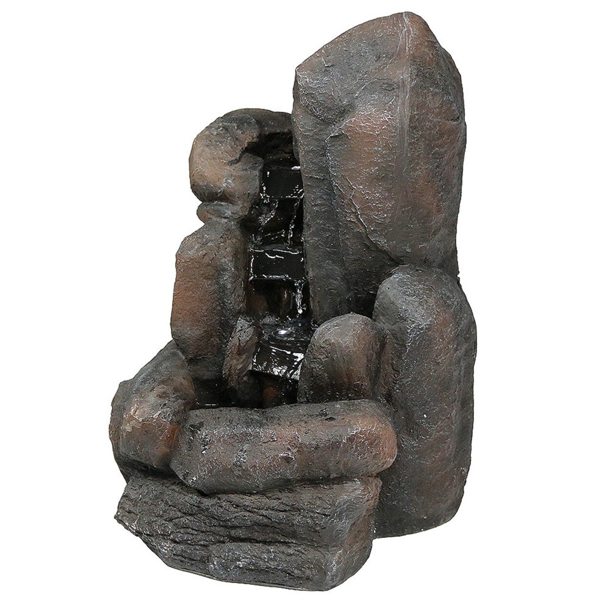 Sunnydaze Polyresin Rock Falls Solar Water Fountain With Battery - 22 In