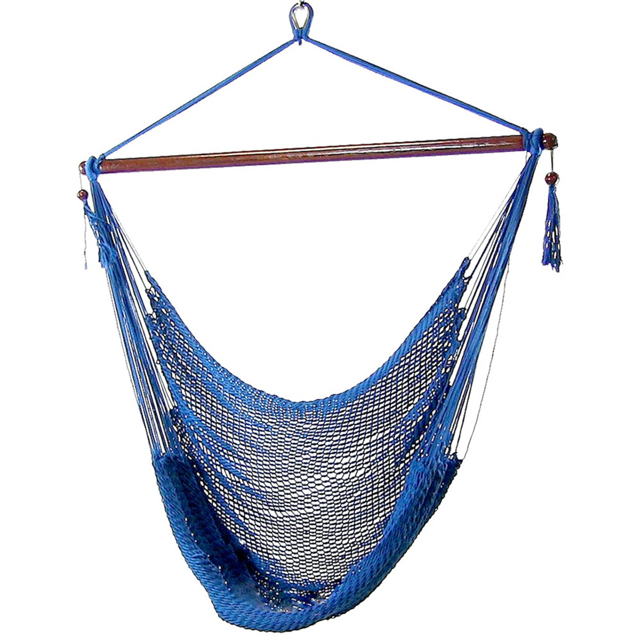 Sunnydaze Extra Large Polyester Rope Hammock Chair And Spreader Bar - Blue