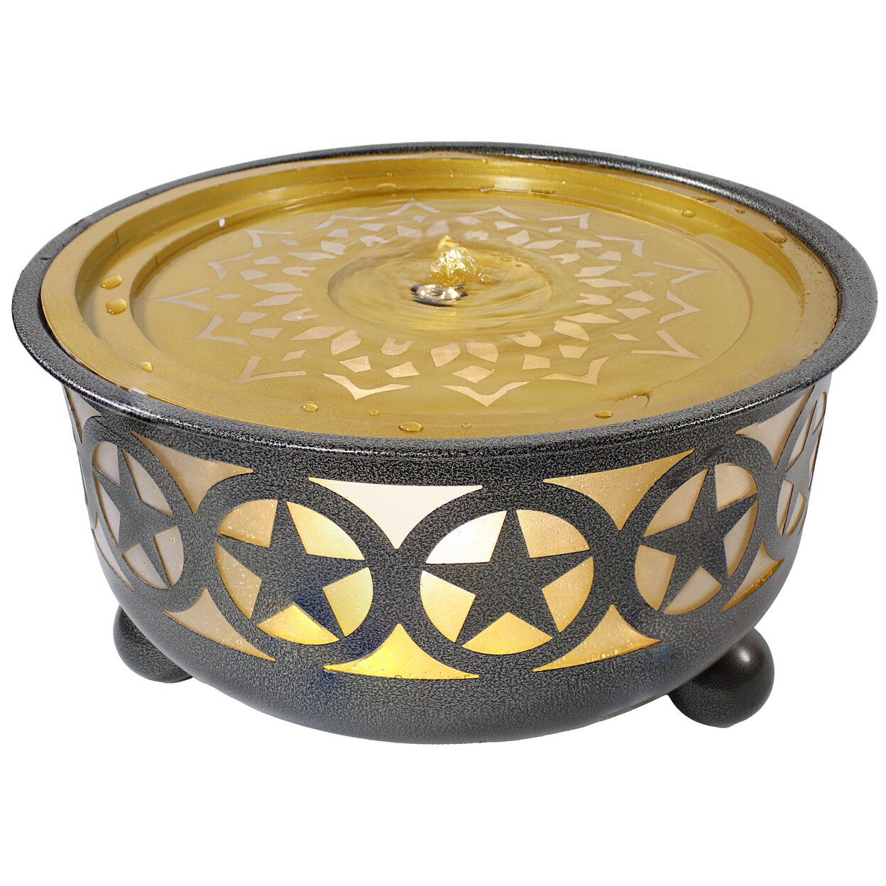 Sunnydaze All Star Galvanized Iron Outdoor Bowl Fountain With Led Lights