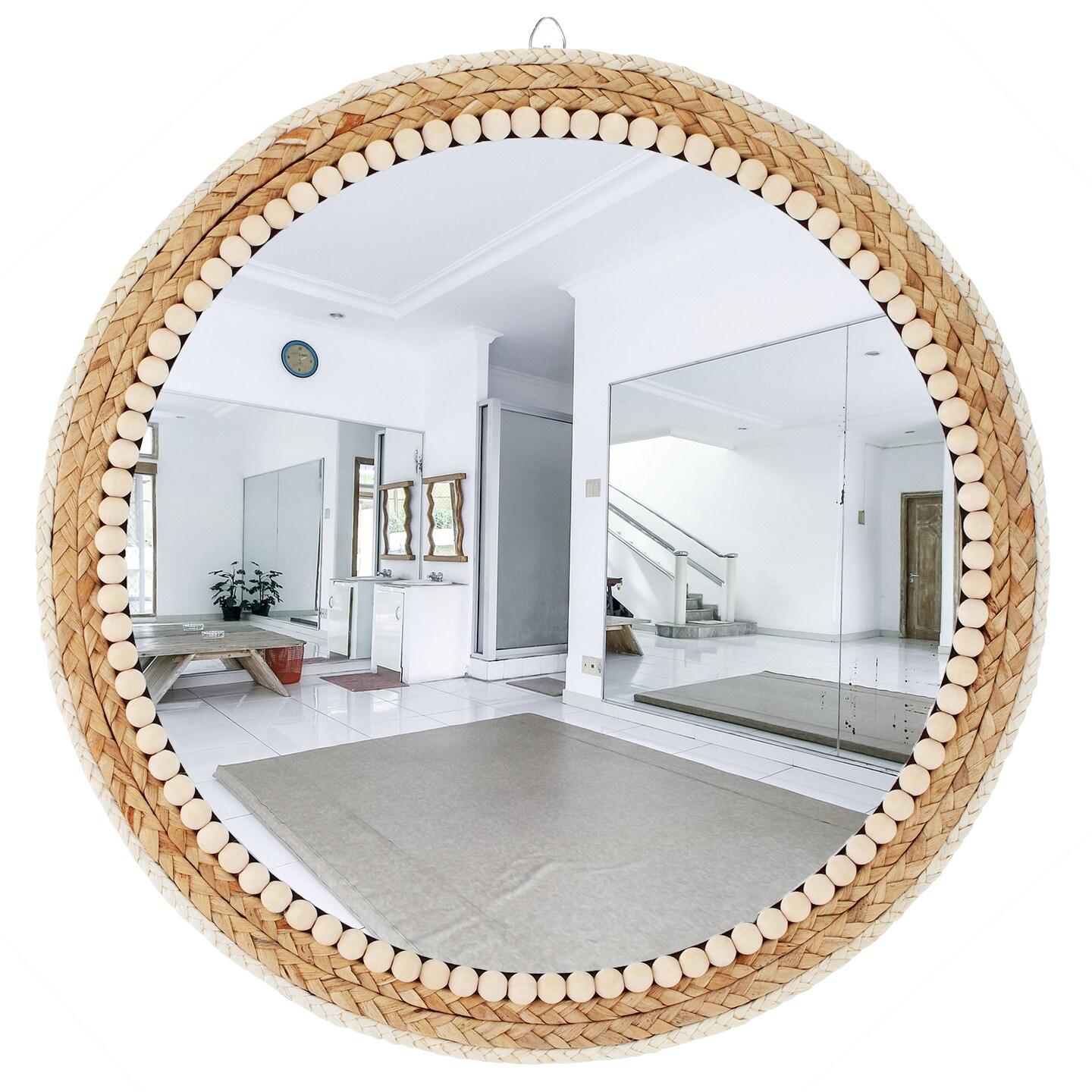 Creekview Home Emporium Bohemian Decor Round Rattan Mirror - 20in Rustic Mirror