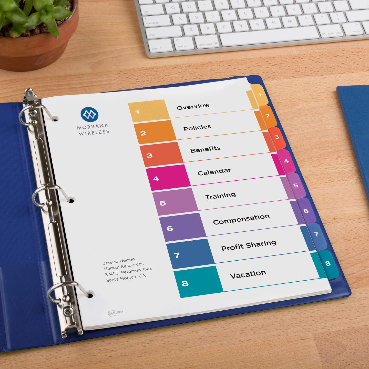 Avery Ready Index 8 Tab Binder Dividers, Customizable Table of Contents, Multicolor Tabs, 6 Sets (11186)