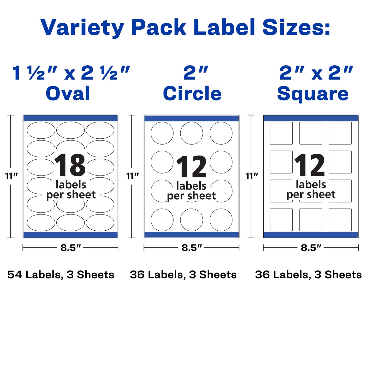 Avery Labels Variety Pack, Sure Feed Technology, Laser/Inkjet, Assorted Label Shapes, 126 Labels (80510)